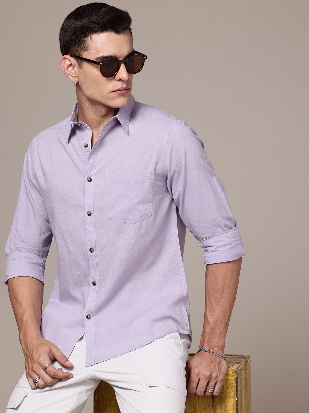 

The Roadster Life Co. Pure Cotton Casual Shirt, Lavender