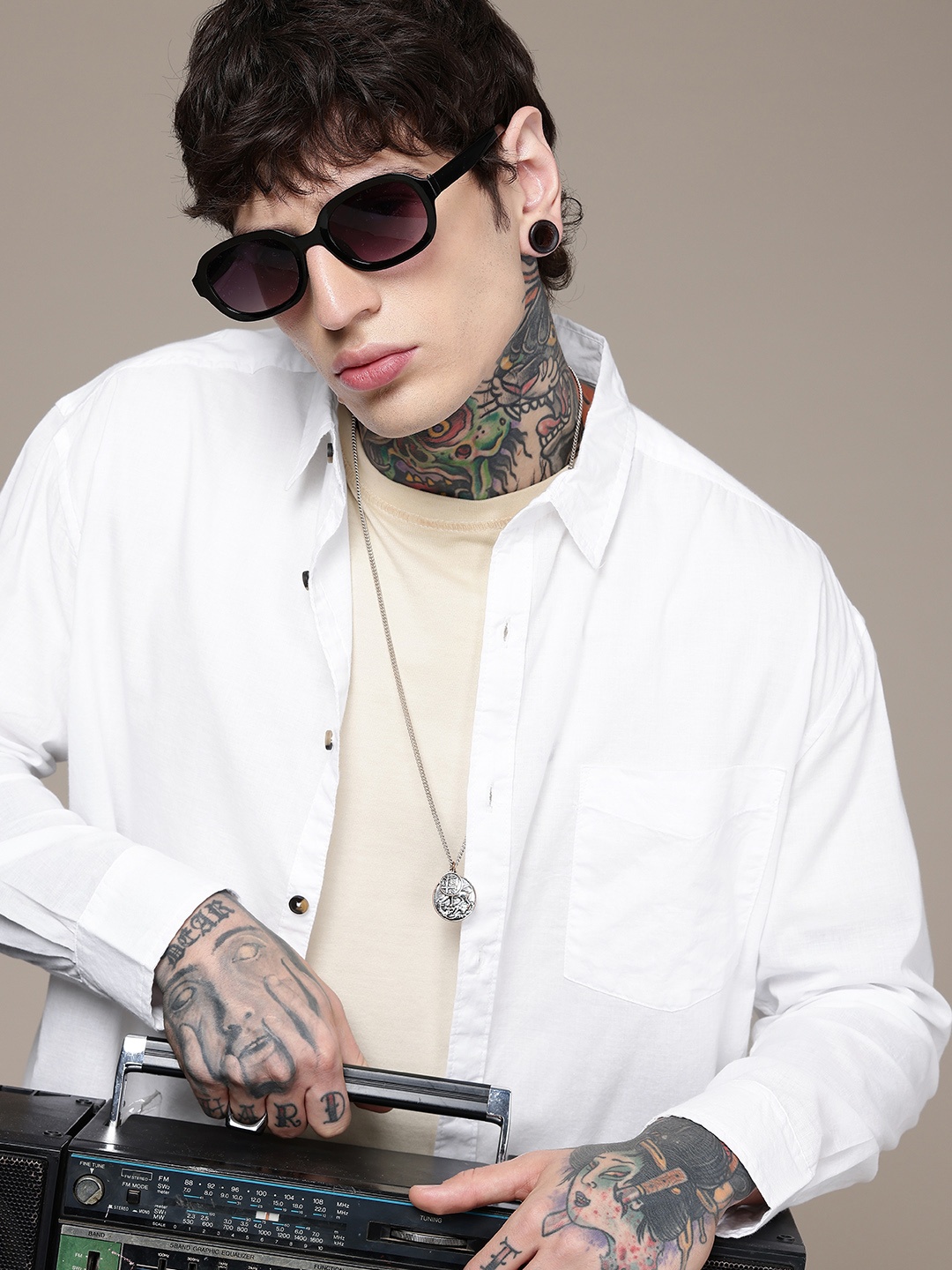 

The Roadster Life Co. Pure Cotton Relaxed Fit Casual Shirt, White