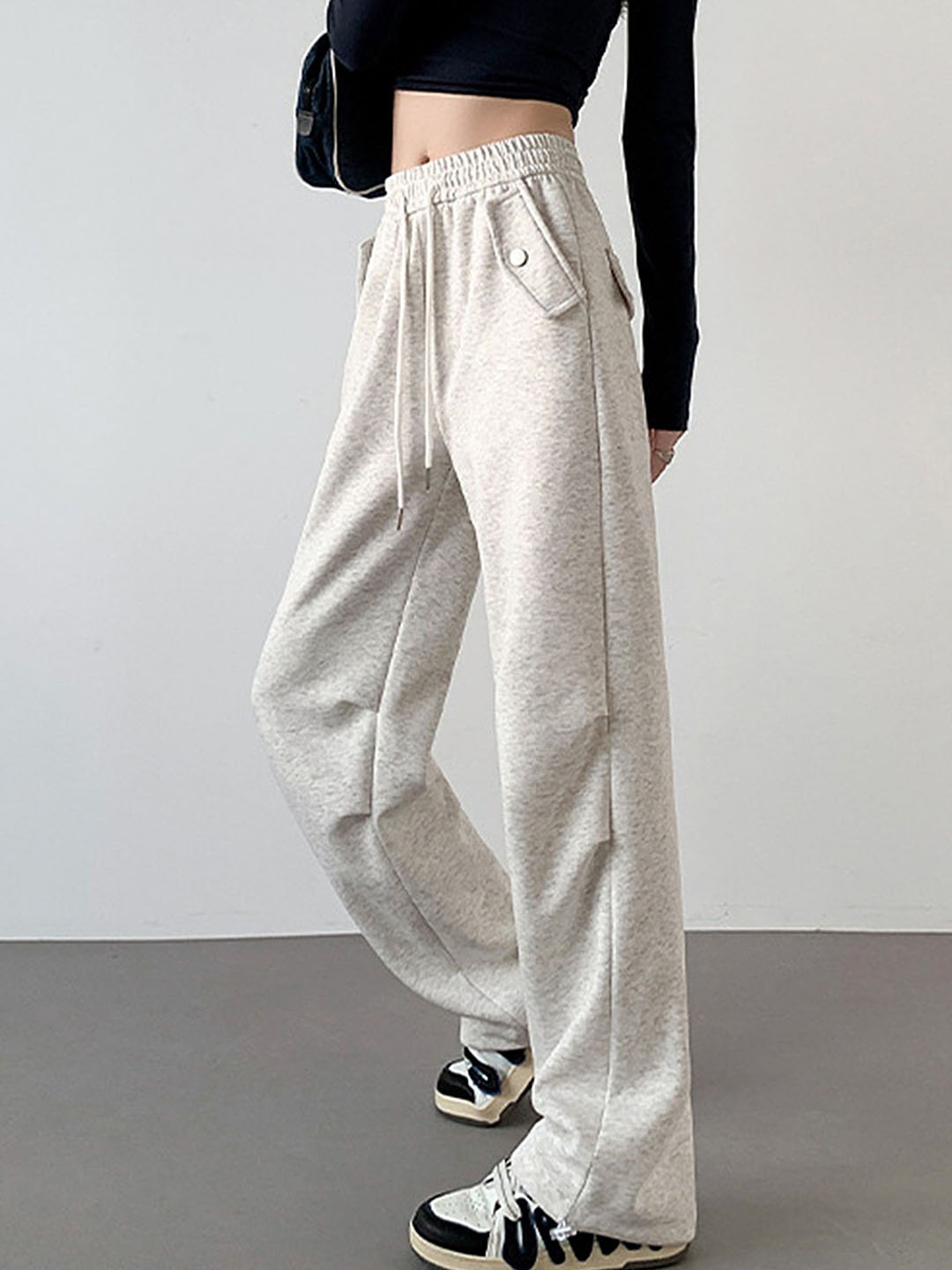 

LULU & SKY Women Straight Fit High-Rise Trousers, Cream