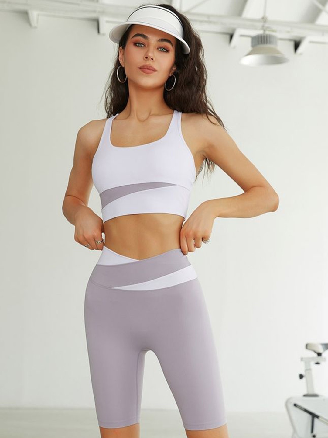 

LULU & SKY Square Neck Sports Bra & Shorts Co-Ords, White
