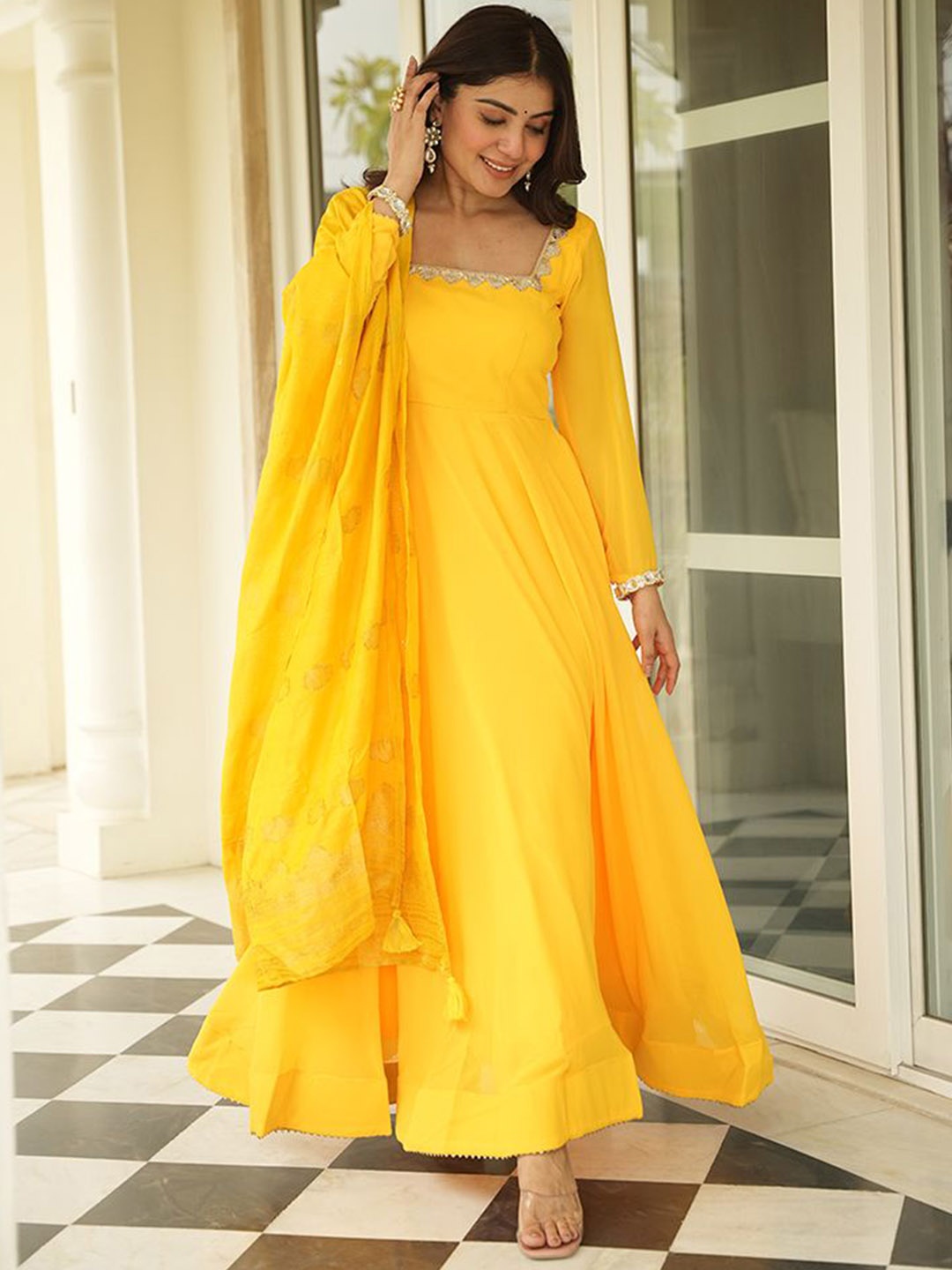 

Tanhai Fit And Flare Ethnic Dresses, Yellow