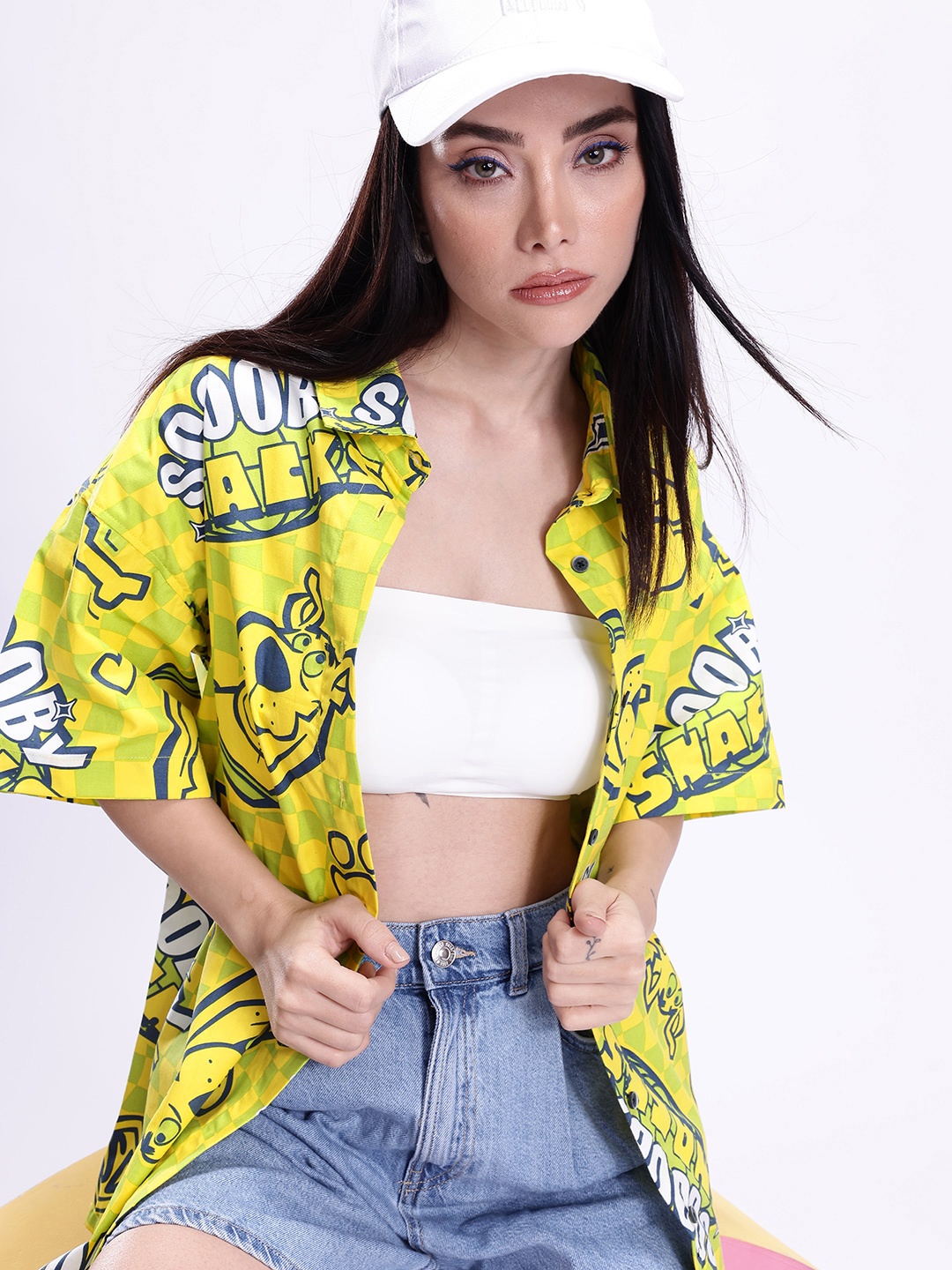 

Kook N Keech Oversized Scooby-Doo Graphic Printed Opaque Pure Cotton Casual Shirt, Lime green