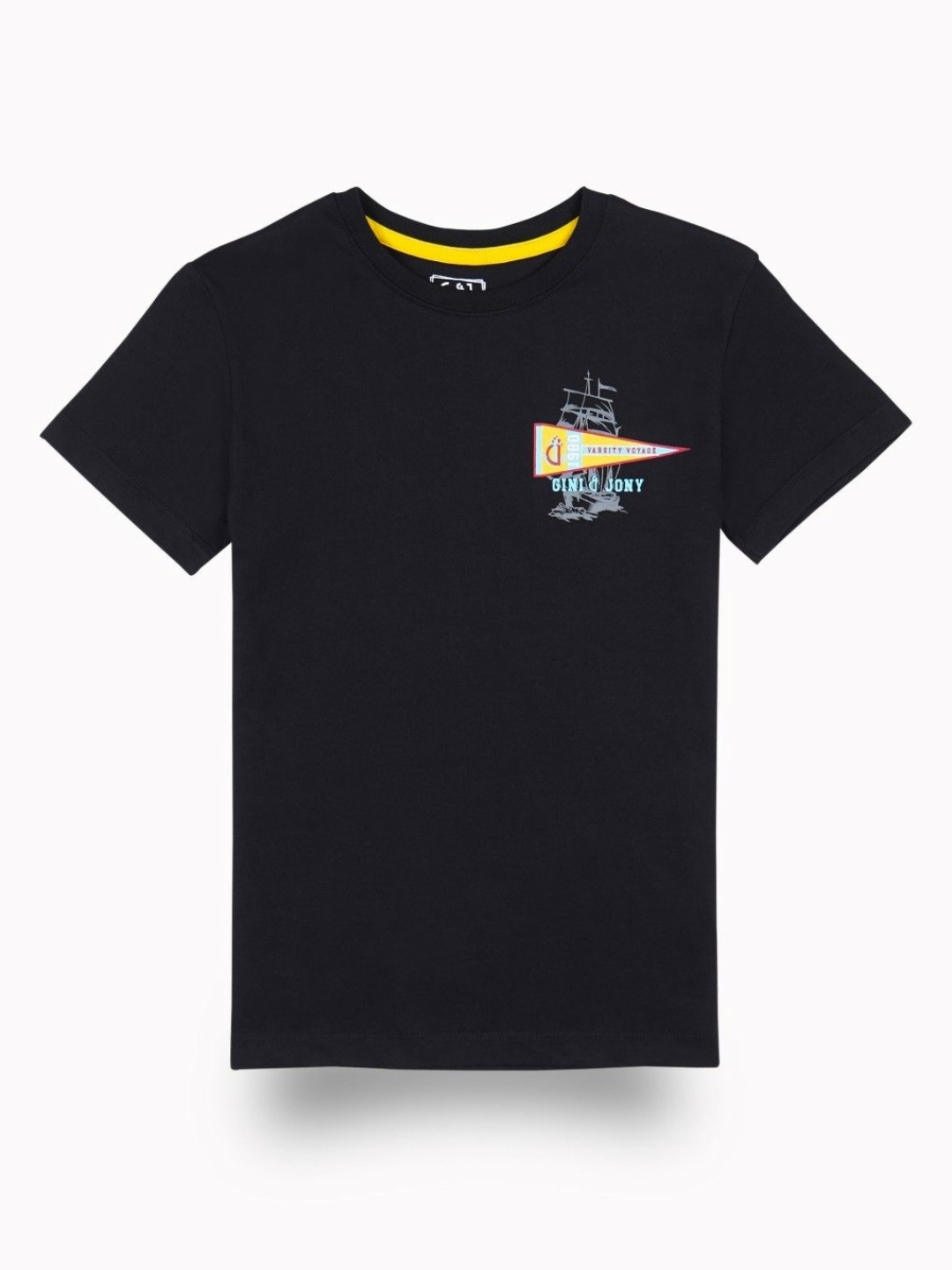 

Gini and Jony Boys Typography Printed Round Neck Cotton T-shirt, Black