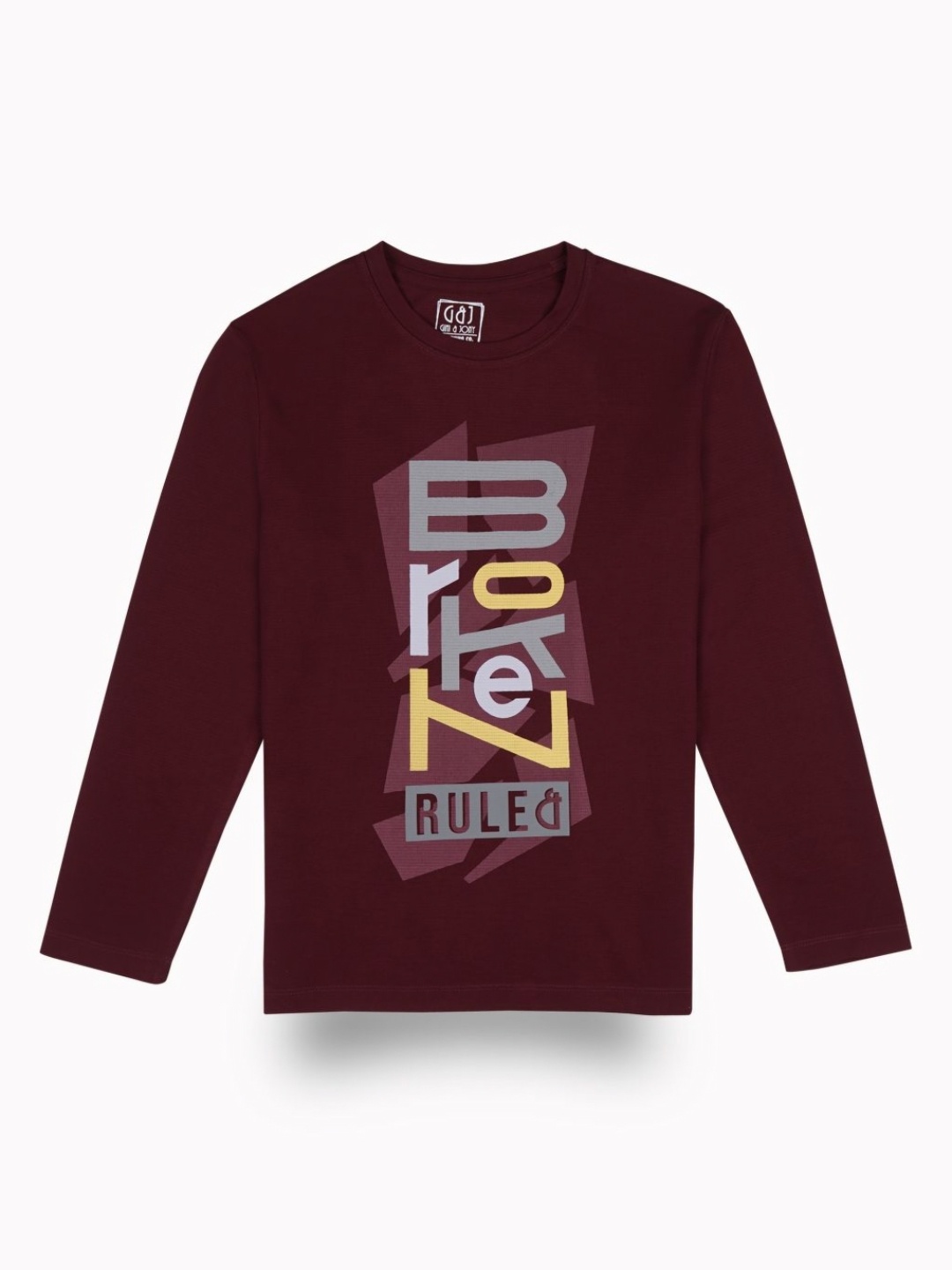 

Gini and Jony Boys Typography Printed Round Neck Cotton T-shirt, Maroon