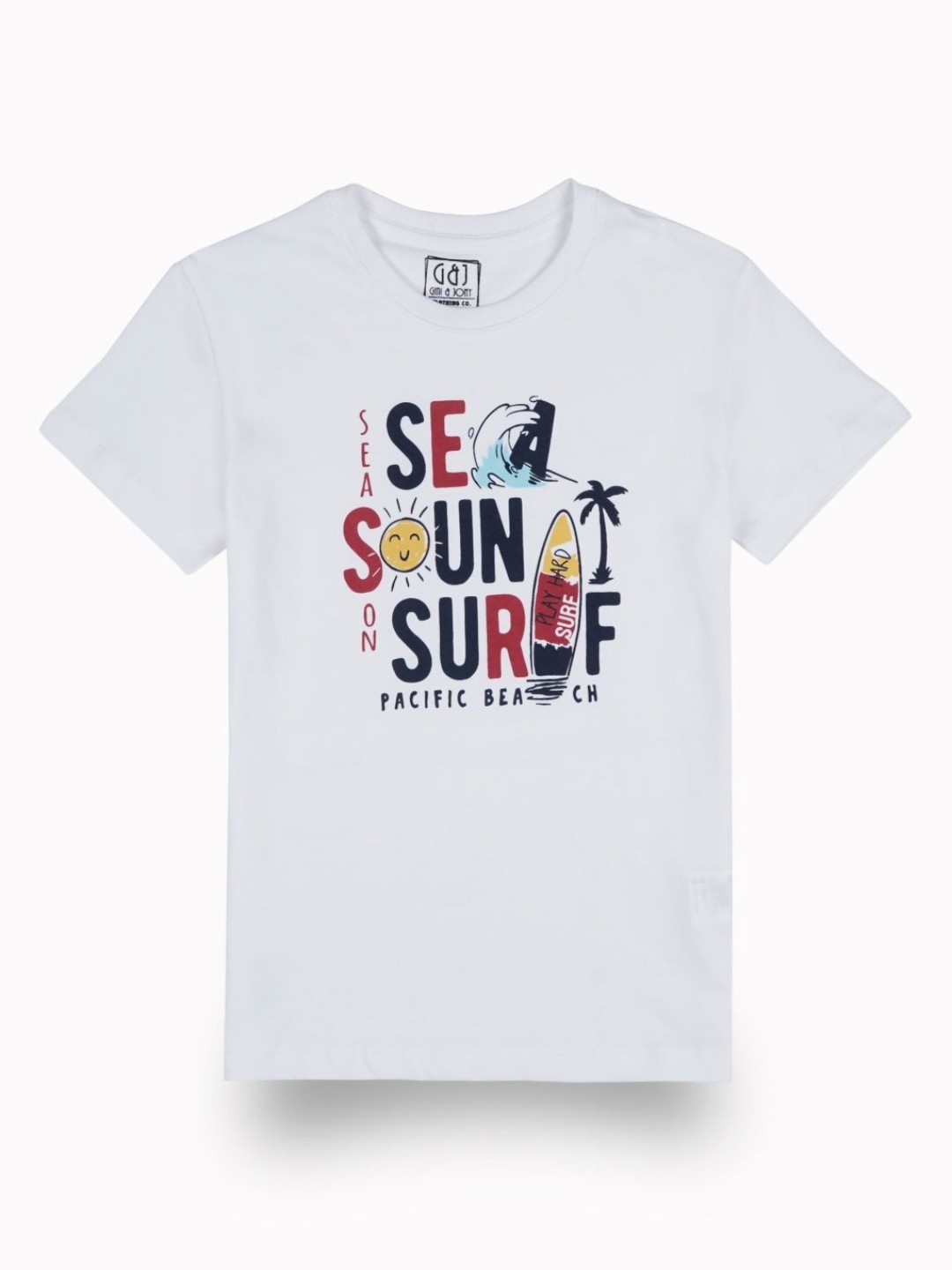 

Gini and Jony Boys Typography Printed Round Neck Cotton T-shirt, White