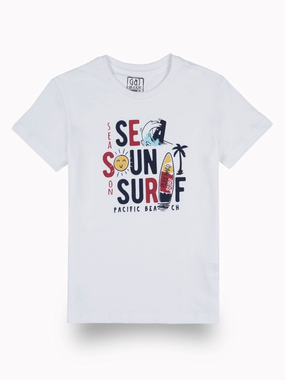 

Gini and Jony Boys Typography Printed Round Neck Cotton T-shirt, White