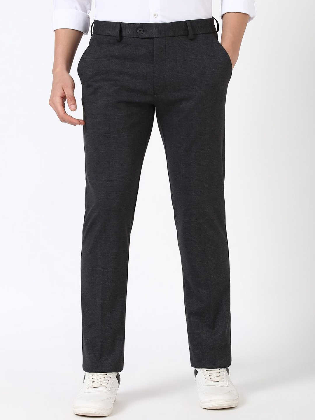 

Peter England Men Slim Fit Trousers, Charcoal