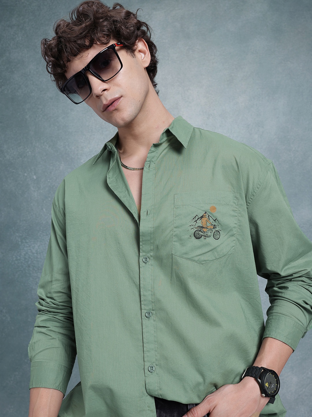 

The Roadster Life Co. Embroidered Detail Relaxed Shirt, Green