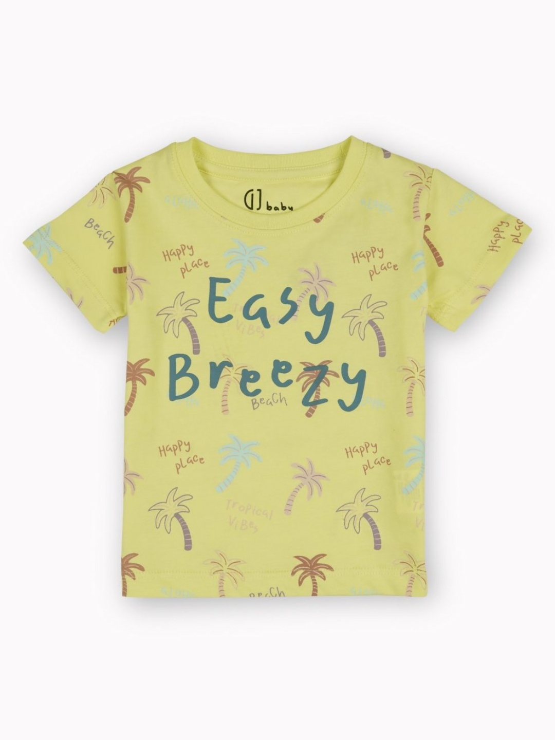 

GJ baby Girls Conversational Printed Round Neck Cotton T-shirt, Lime green