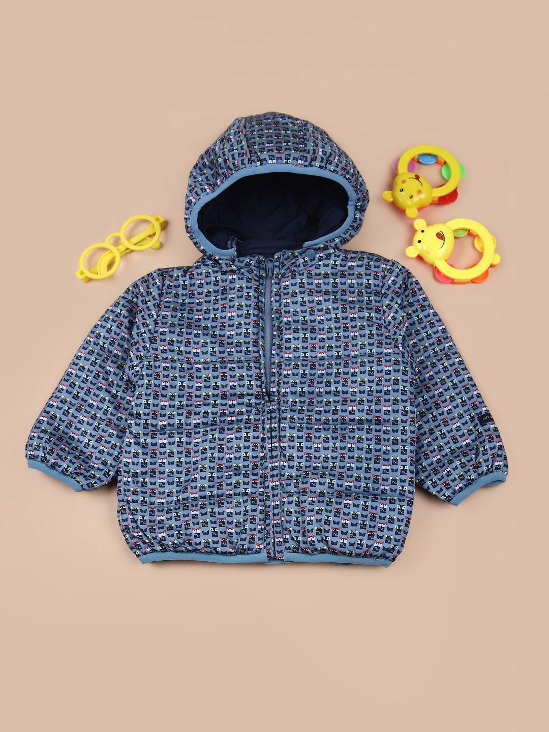 

V-Mart Boys Hooded Graphic Printed Cotton Casual Bomber Jacket, Grey