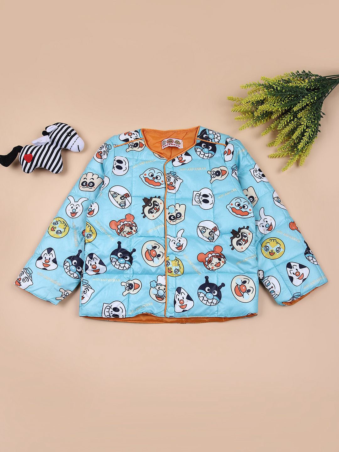 

V-Mart Boys Collarless Graphic Printed Cotton Casual Padded Jacket, Navy blue