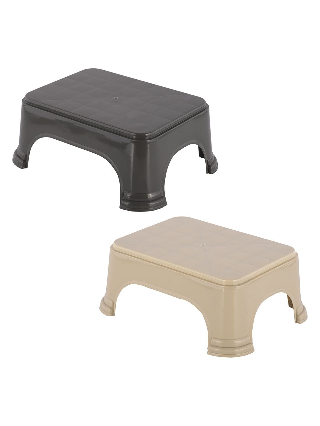

Kuber Industries 2-Pcs Beige & Grey Strong & Durable Bathroom Stools