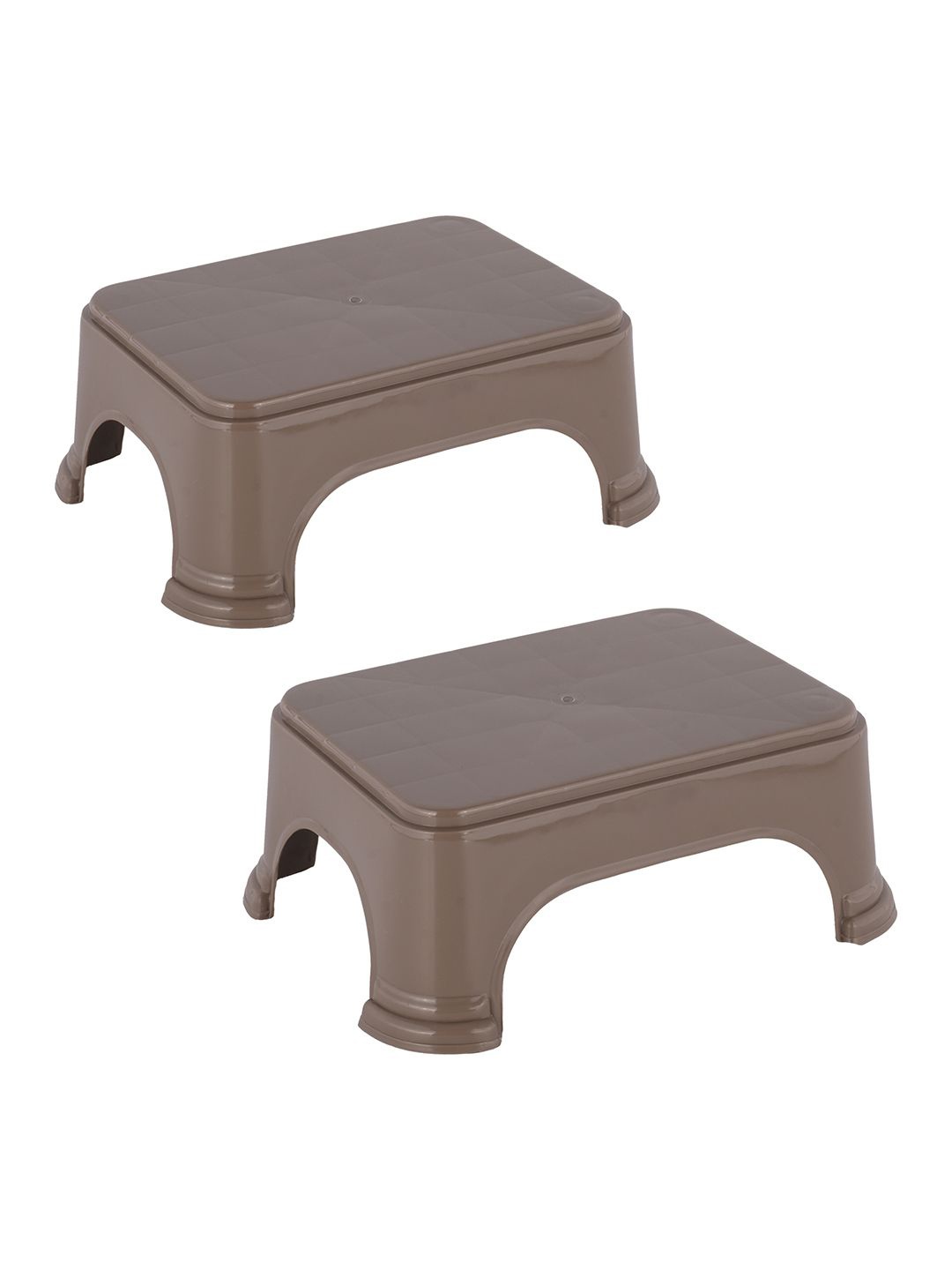 

Kuber Industries 2-Pcs Brown Square Bathroom Stools