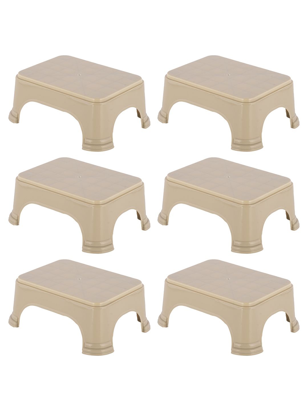 

Kuber Industries 6-Pcs Beige Square Bathroom Stools