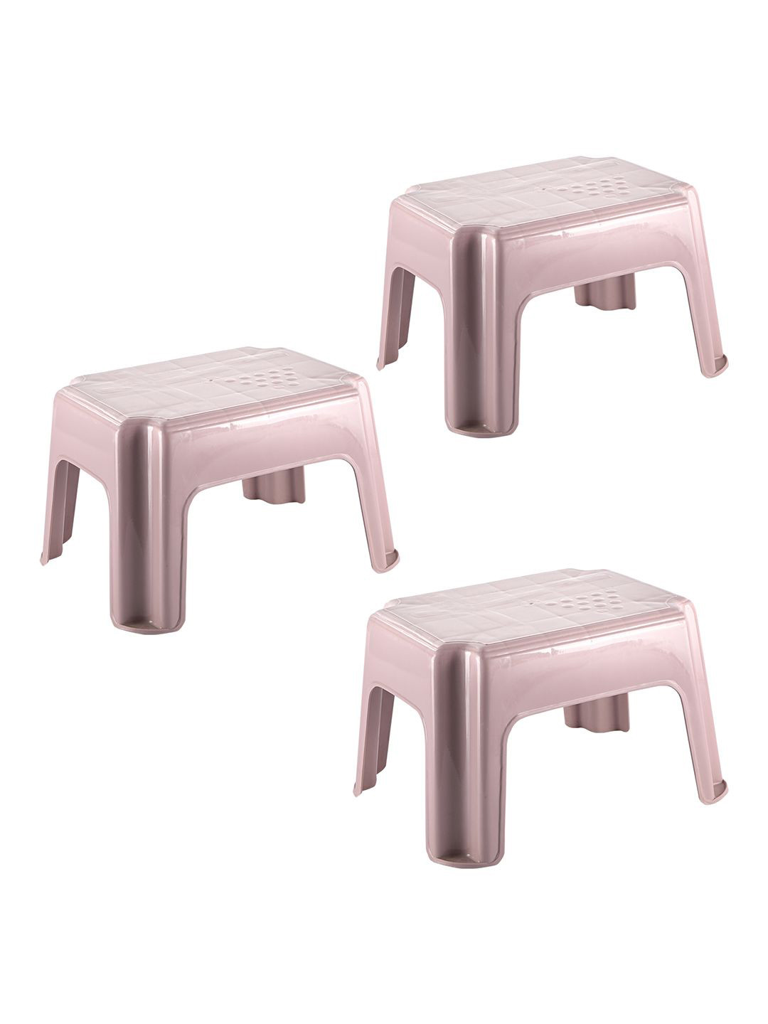 

Kuber Industries Set of 3 Rose-Pink Strong & Durable Bathroom Stool