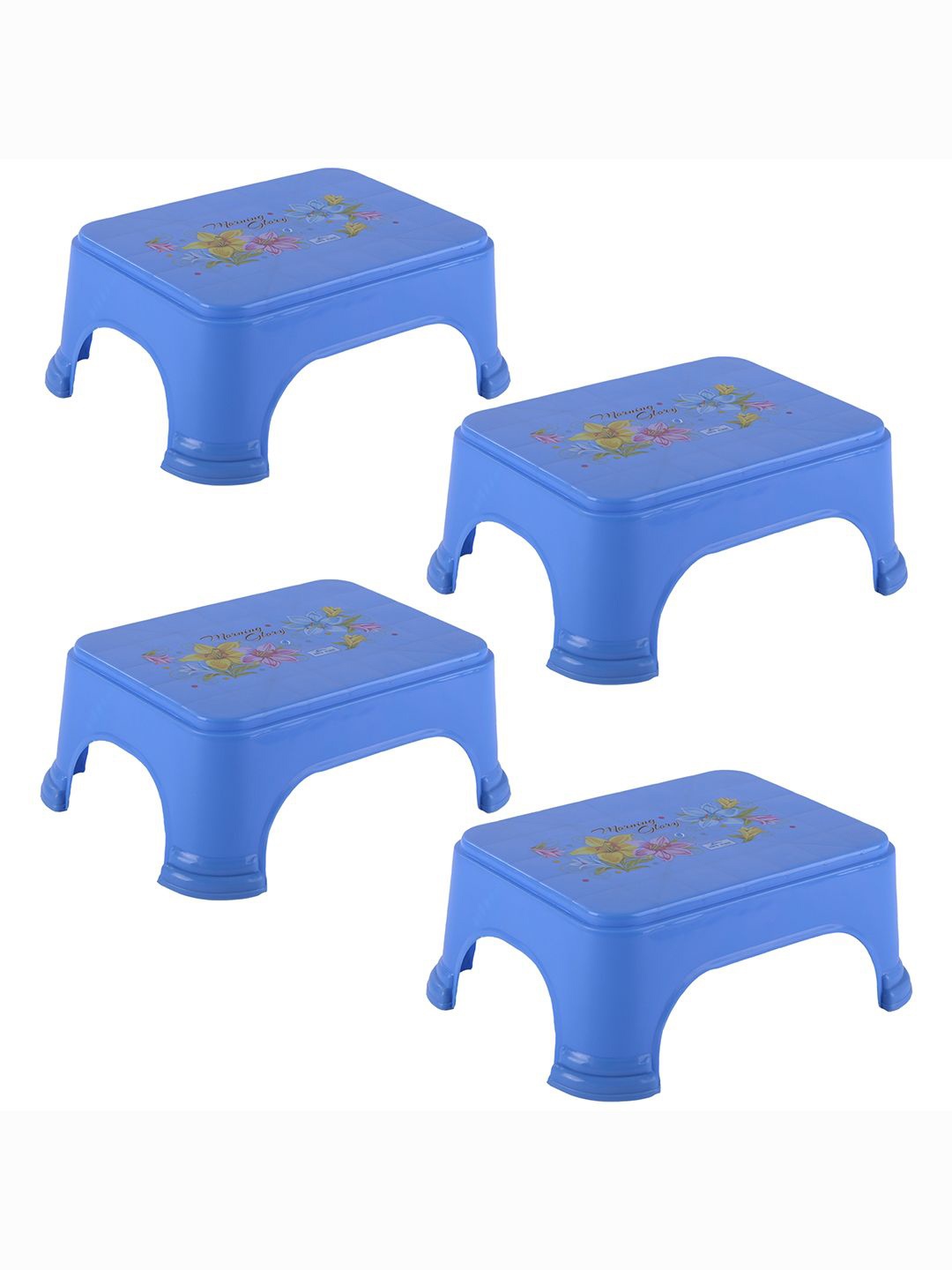 

Kuber Industries 4-Pcs Blue & Pink Printed Strong Durable Bathroom Stools