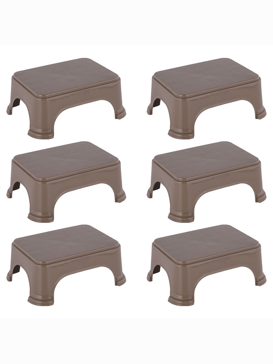 

Kuber Industries 6-Pcs Brown Square Bathroom Stools