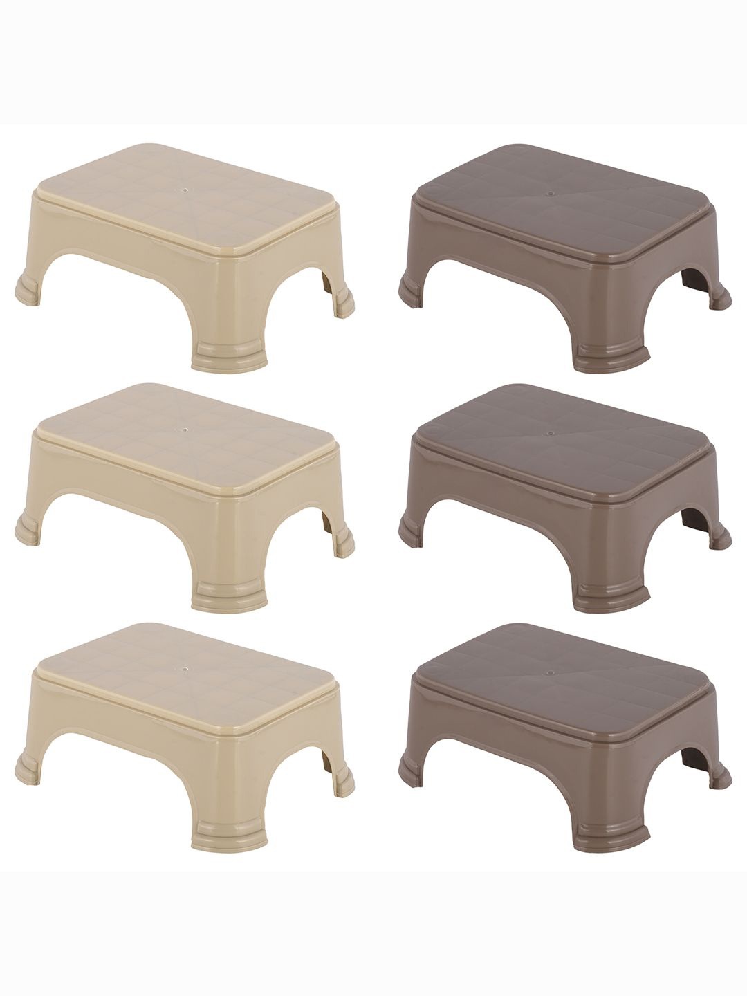 

Kuber Industries 6-Pcs Beige & Brown Strong Durable Bathroom Stools