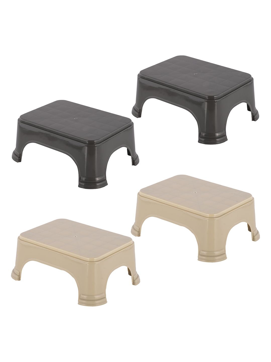 

Kuber Industries 4-Pcs Beige & Grey Strong & Durable Bathroom Stools