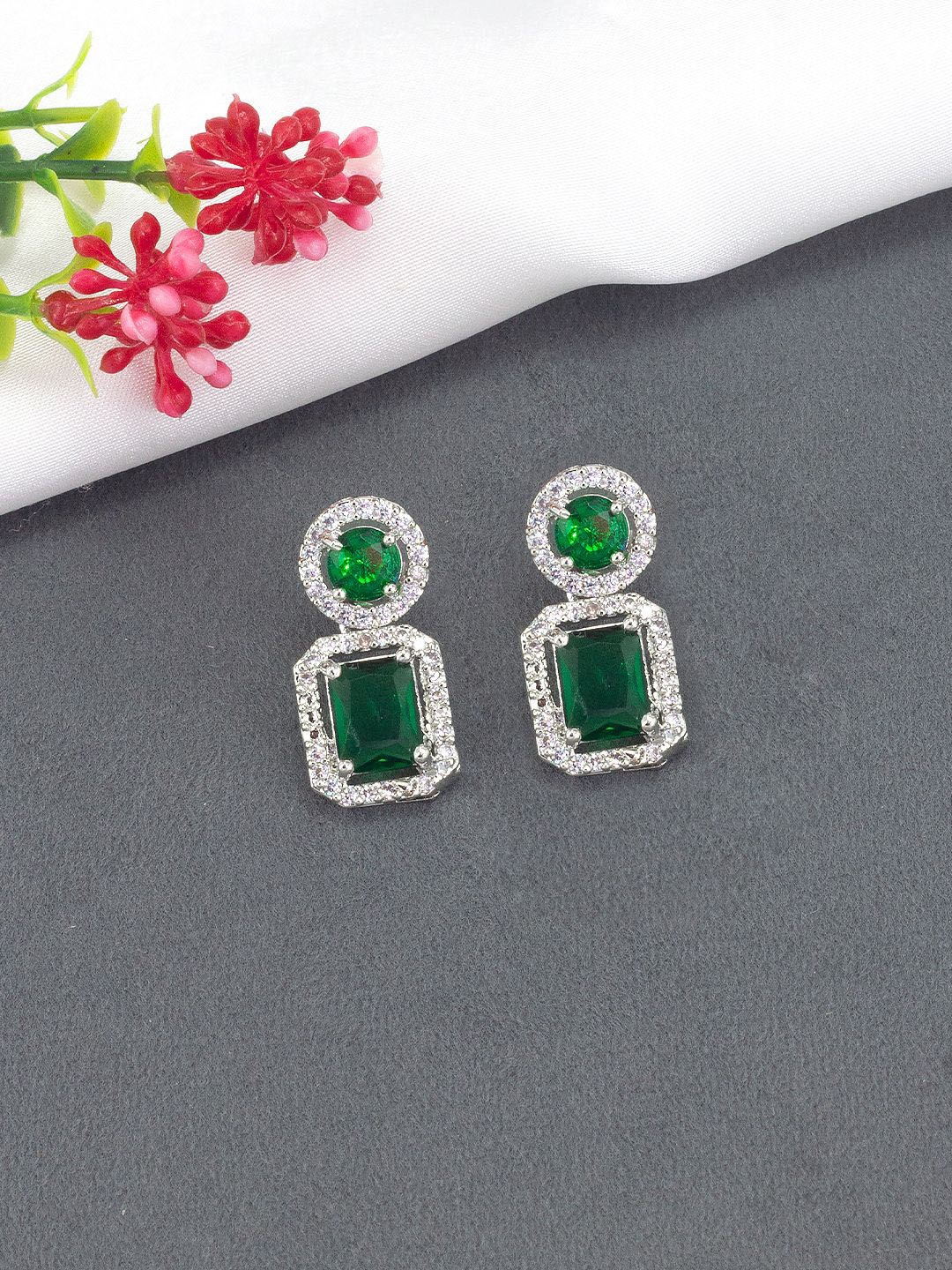 

PRIVIU Square Drop Earrings, Green