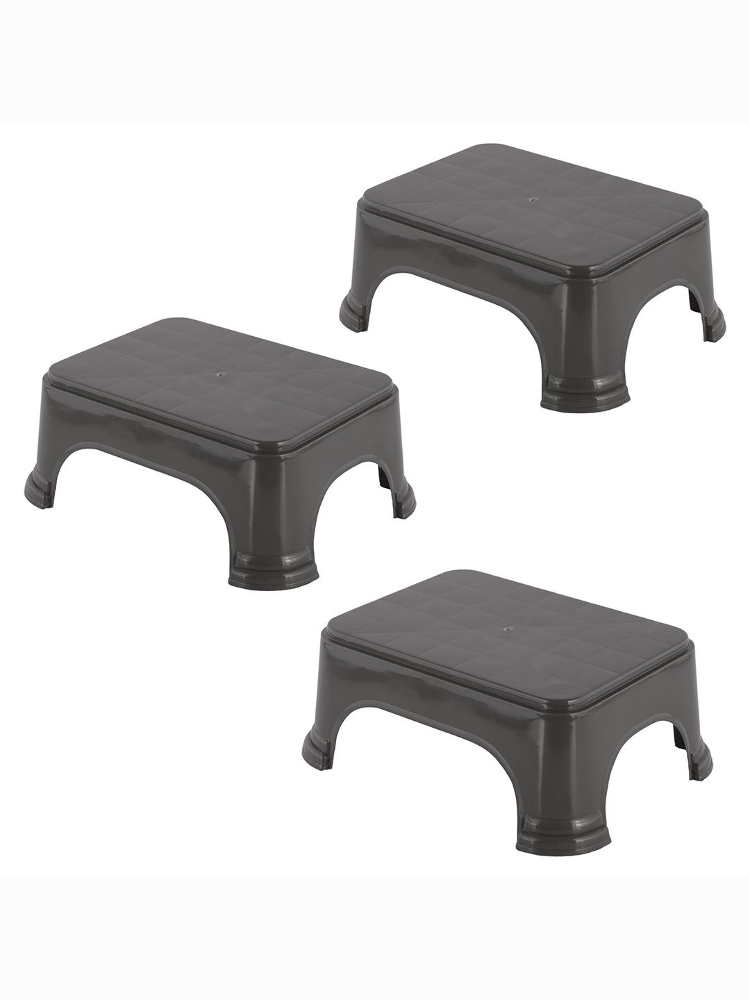 

Kuber Industries 3-Pcs Grey Strong Durable Bathroom Stools