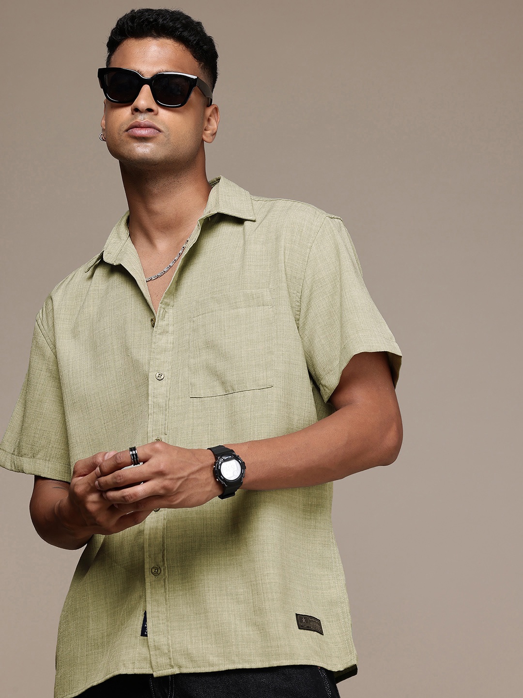 

The Roadster Life Co. Relaxed Fit Casual Shirt, Green