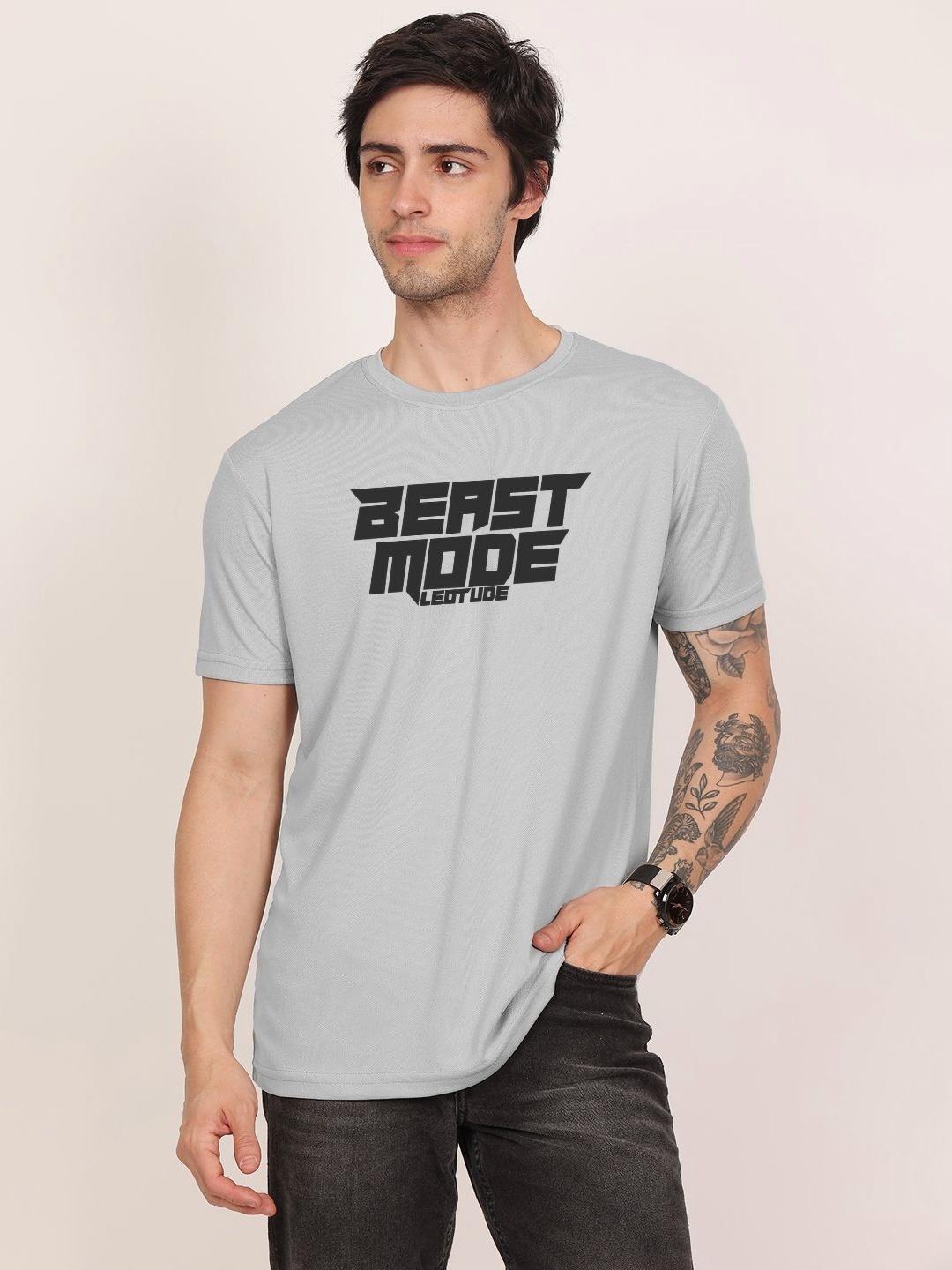 

Leotude Men Typography Printed Round Neck T-shirt, Grey