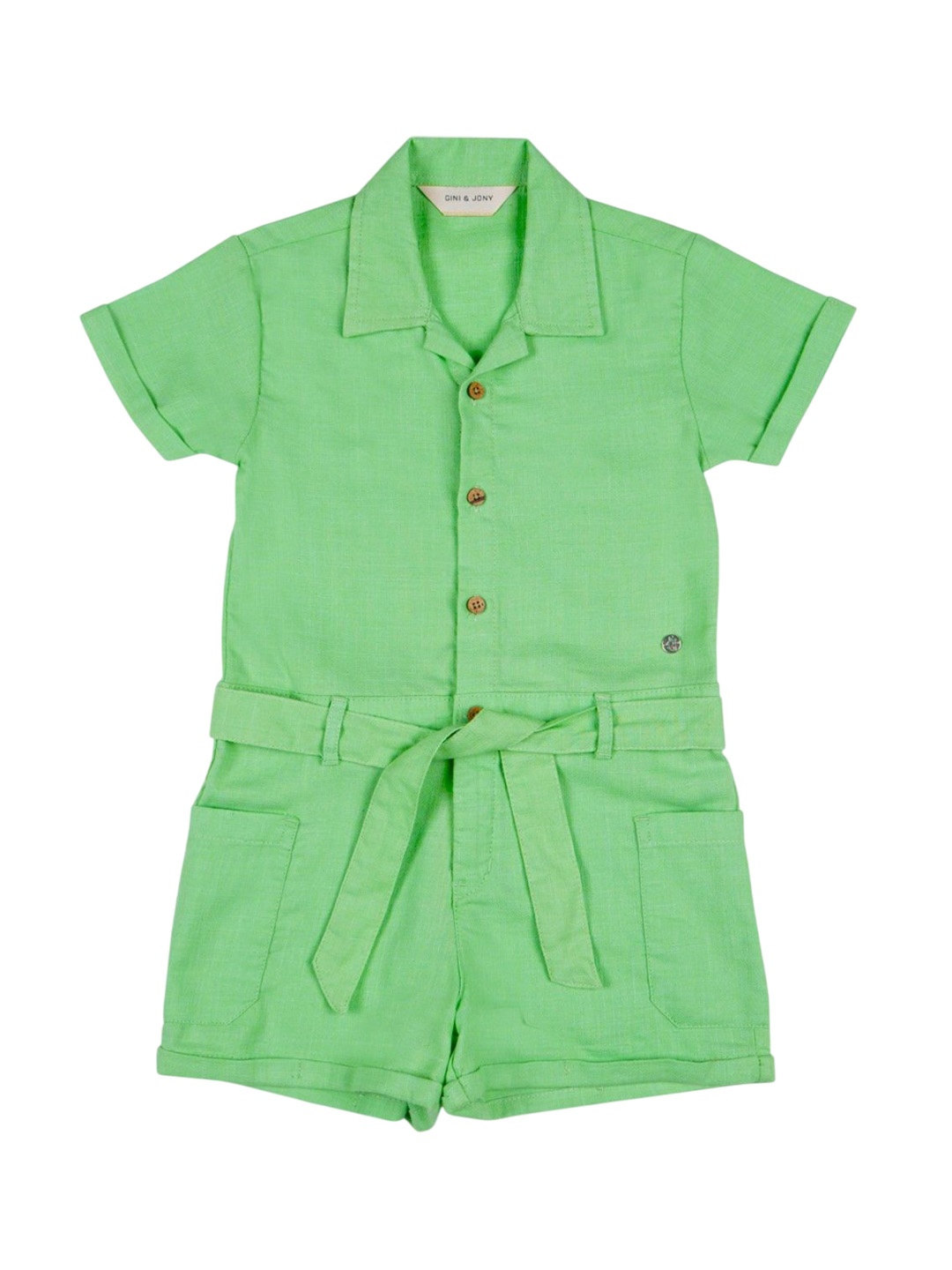 

Gini and Jony Girls Cotton Short Sleeves Jumpsuit, Green