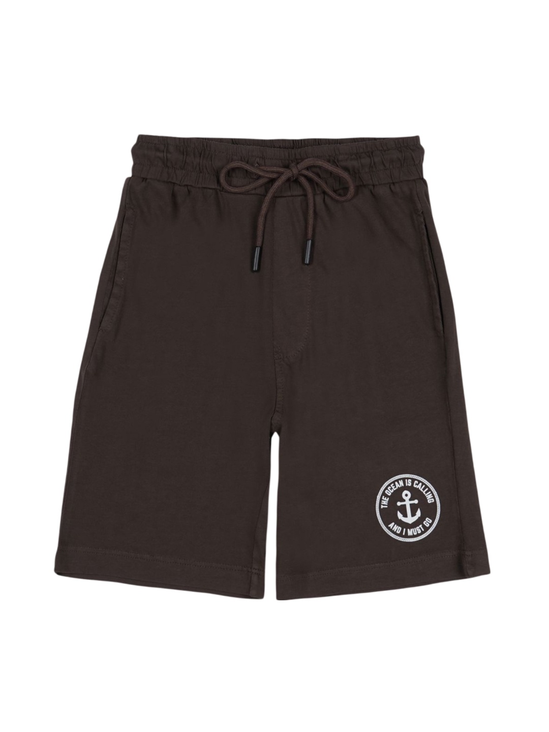 

Gini and Jony Boys Typography Printed Cotton Shorts, Brown