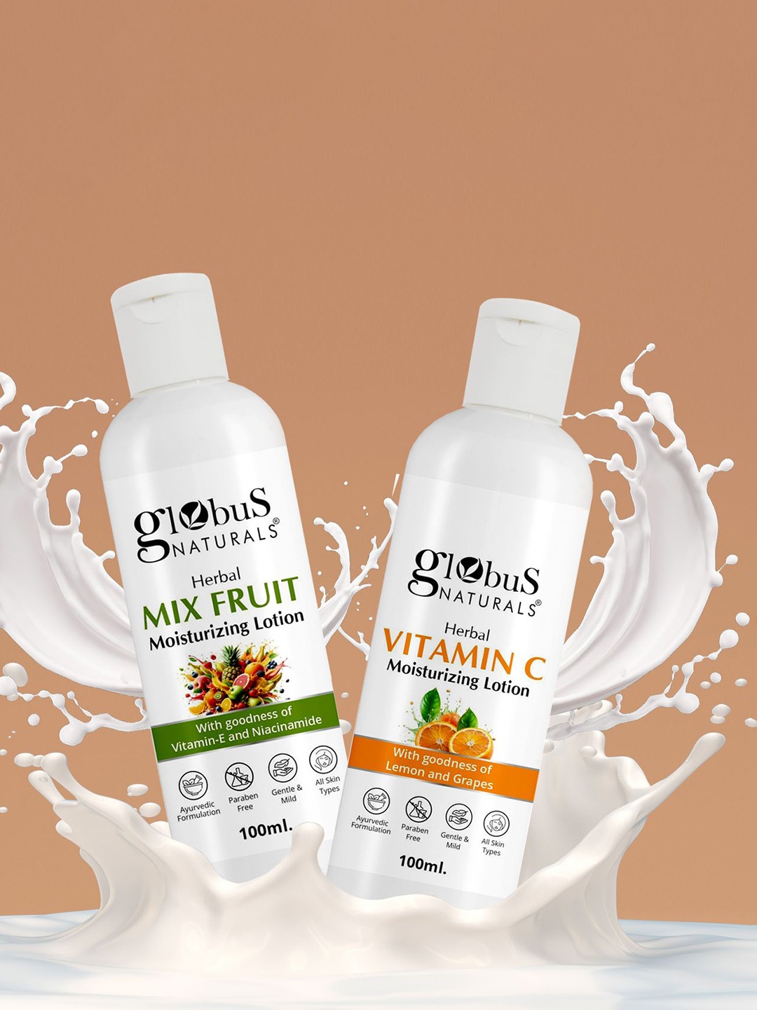 

Globus naturals Set Of 2 Vitamin C & Mix Fruit Body Lotion - 100 ml Each, White