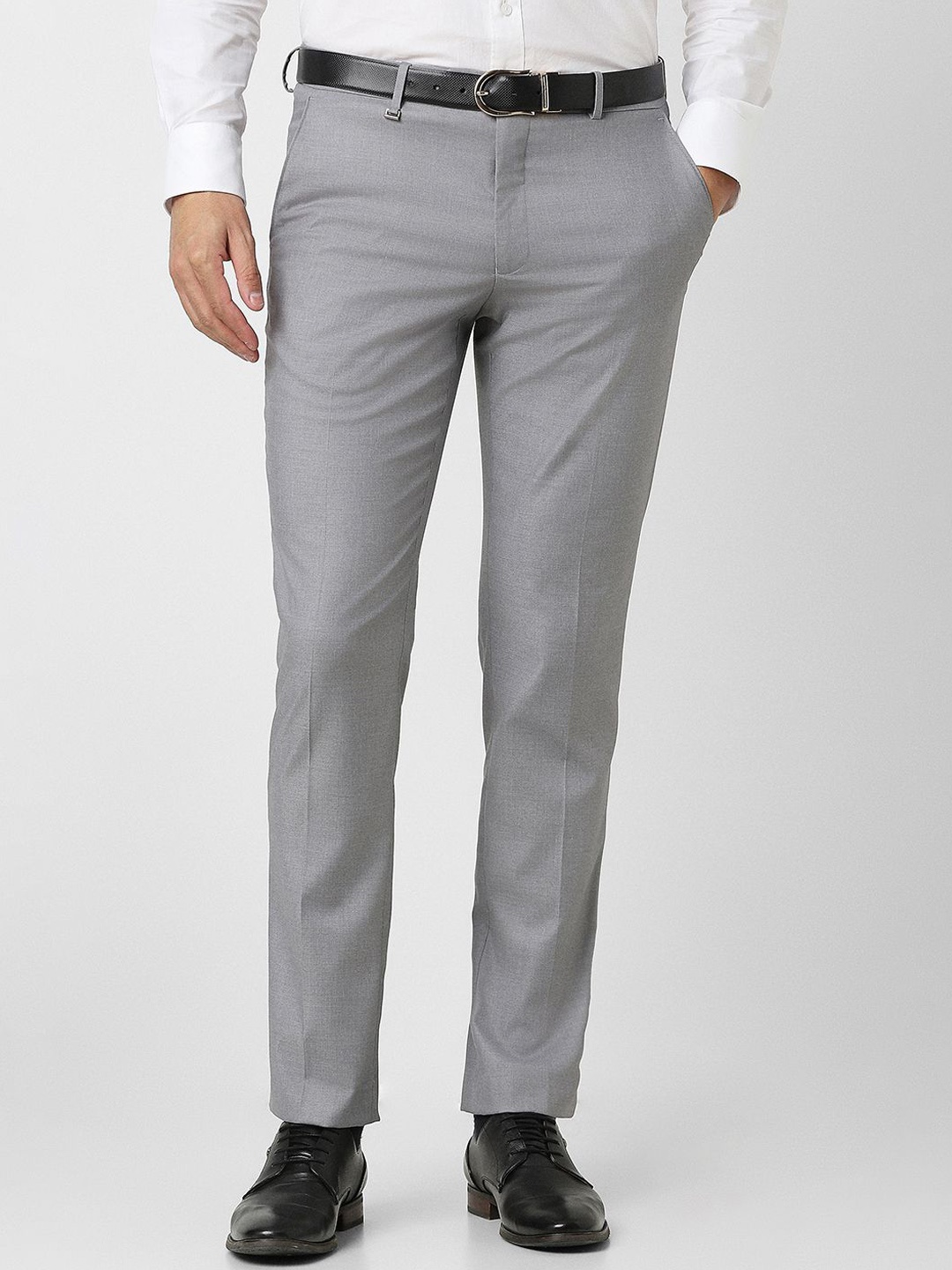 

Van Heusen Men Mid-Rise Slim Fit Formal Trousers, Grey