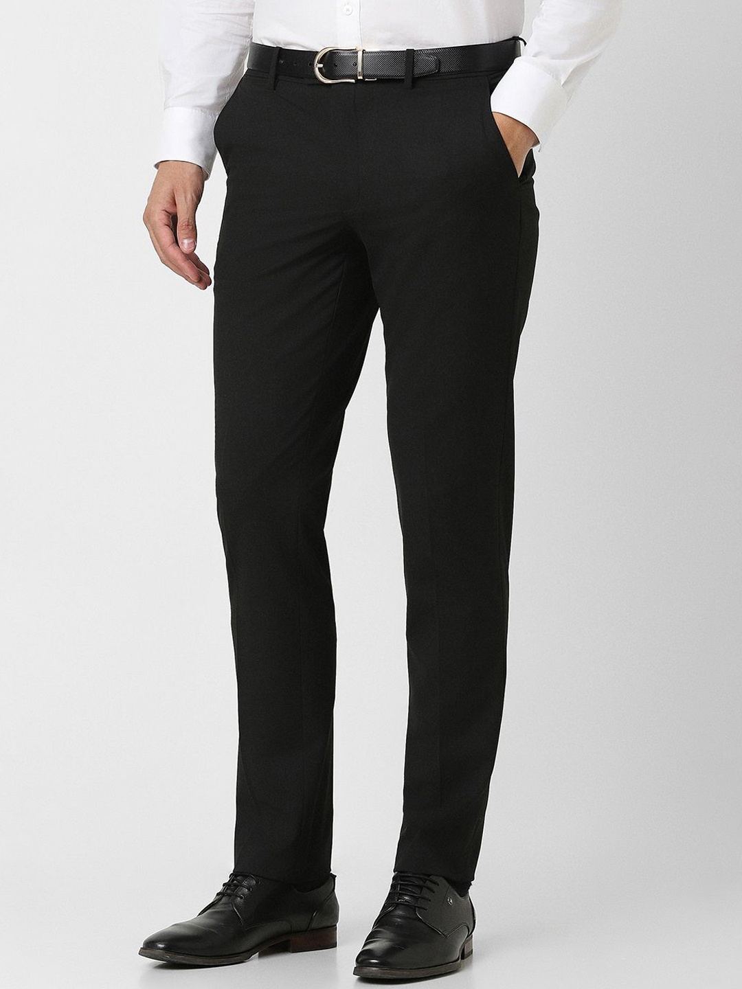 

Van Heusen Men Slim Fit Mid-Rise Formal Trousers, Black