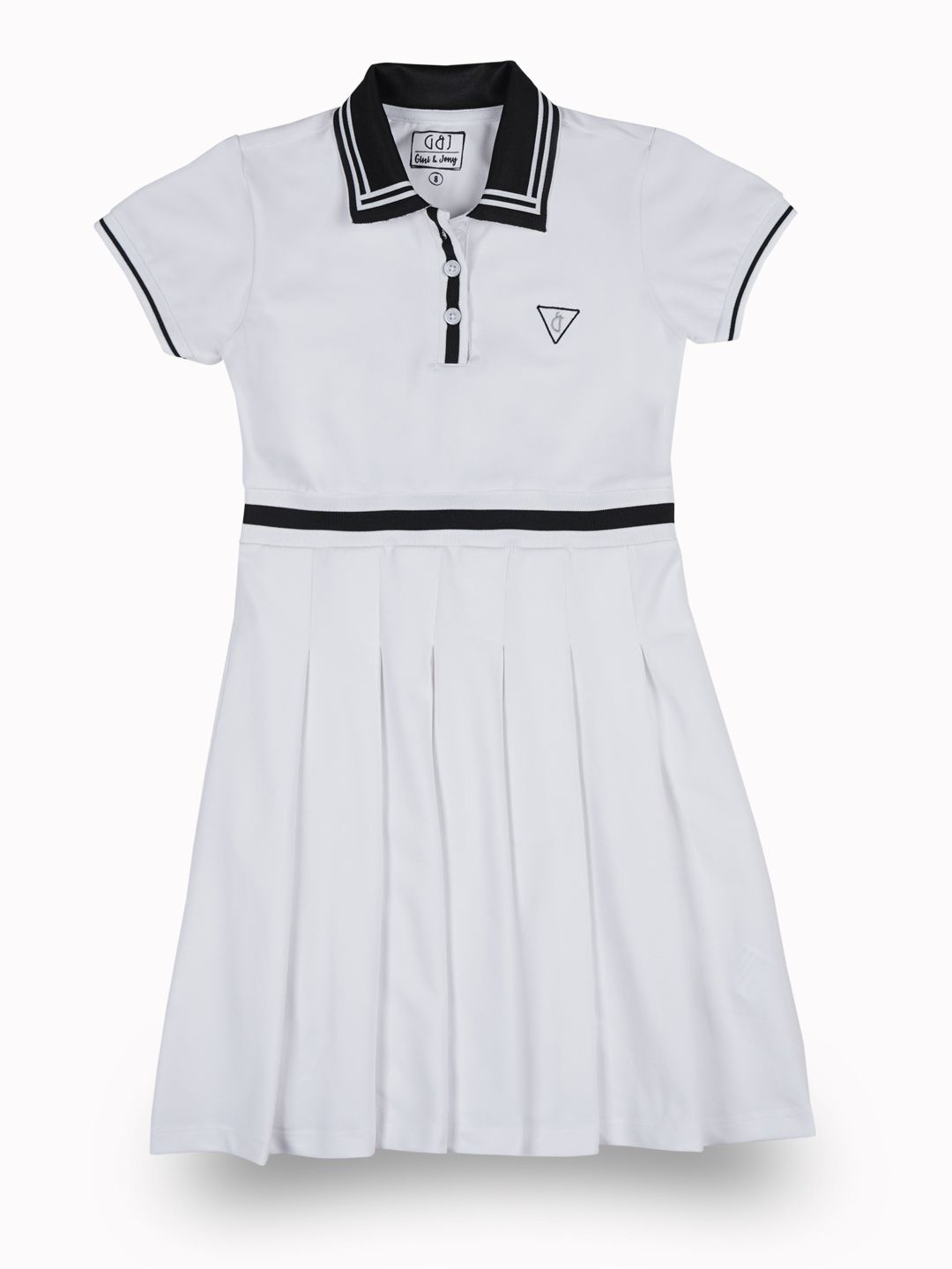 

Gini and Jony Girls Colourblocked Shirt Collar Fit & Flare Dress, White