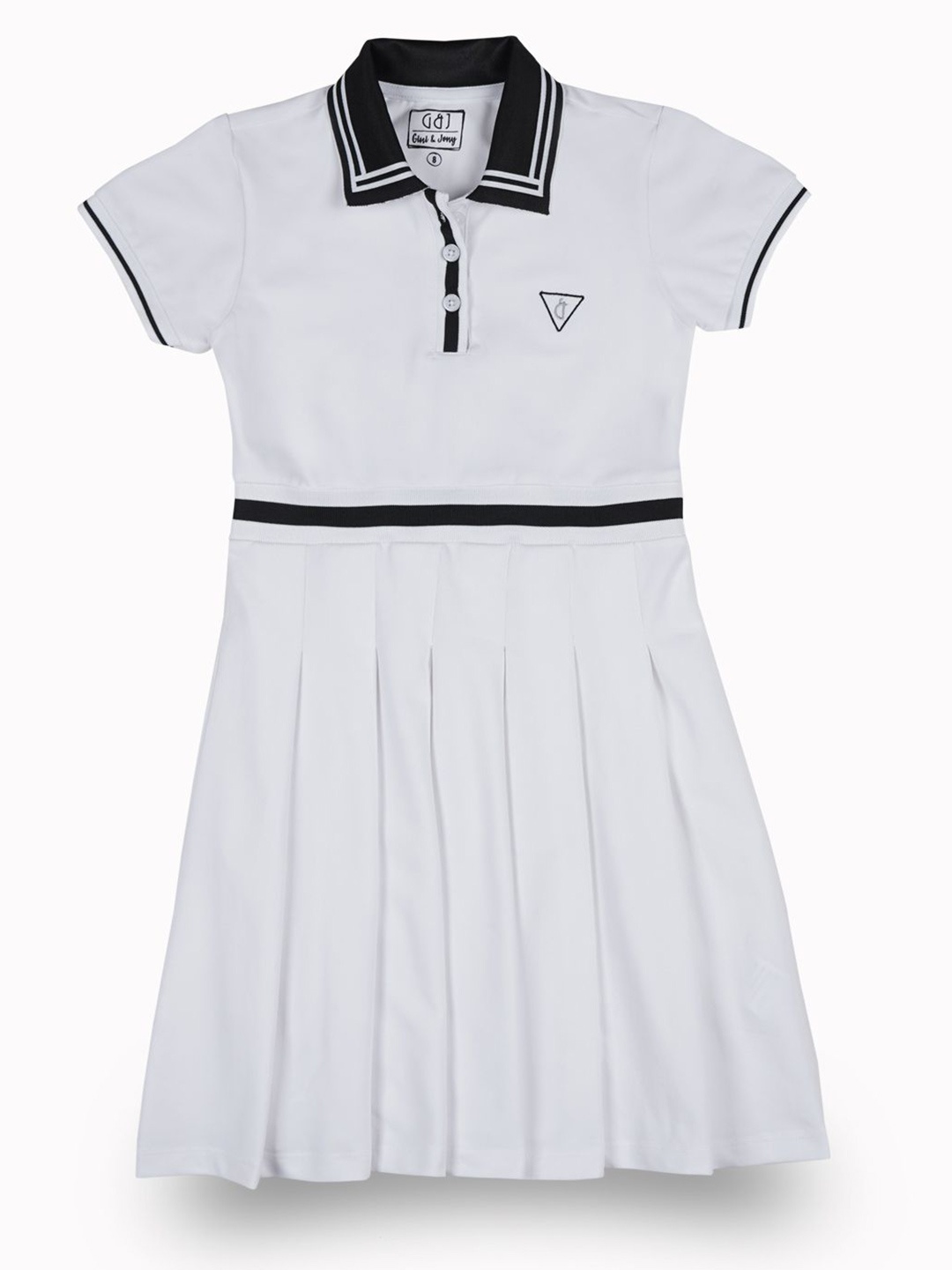 

Gini and Jony Girls Cotton Shirt Collar Short Sleeves Dress, White