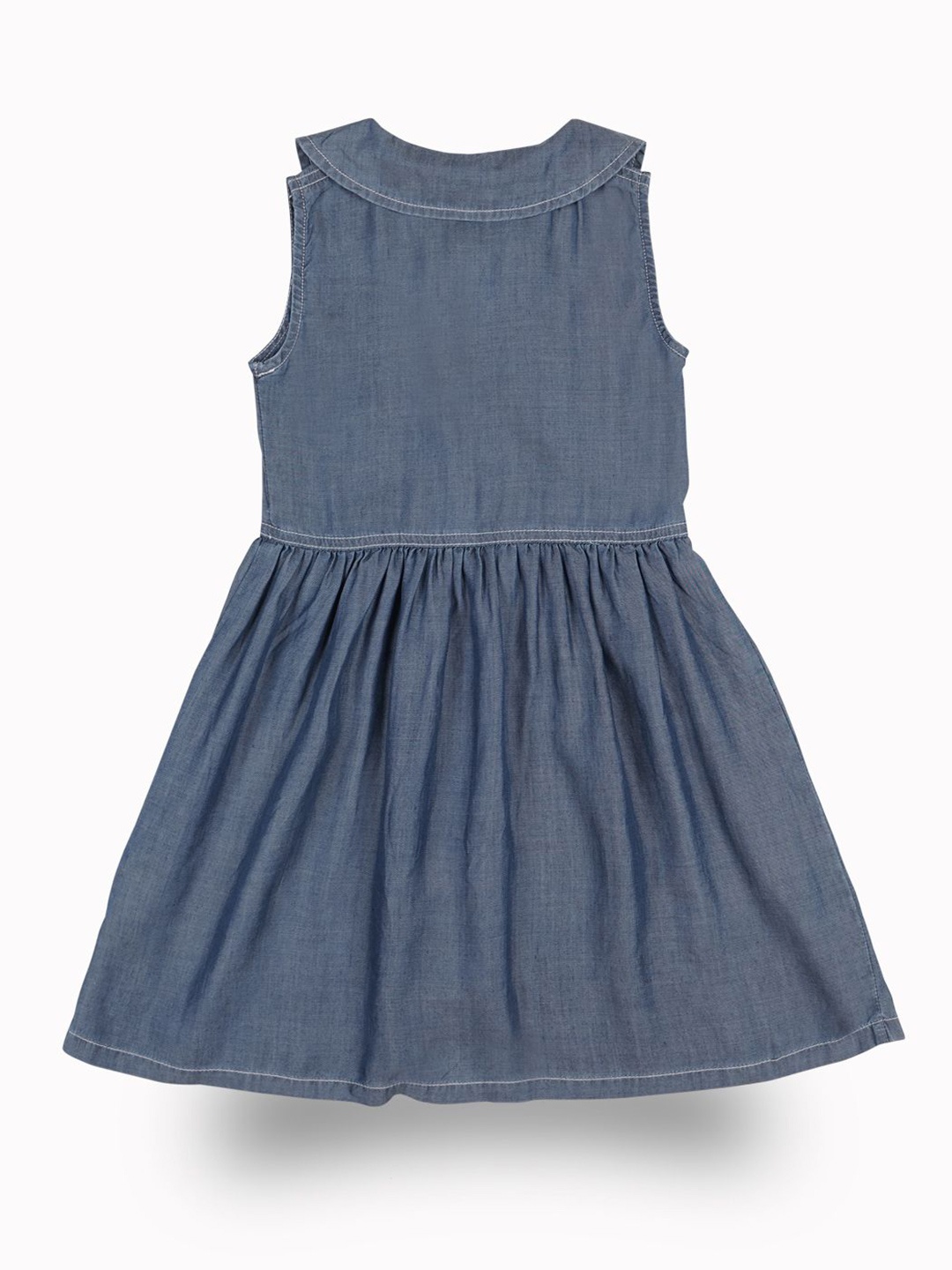 

Gini and Jony Girls Cotton Peter Pan Collar Sleeveless Fit & Flare Dress, Blue