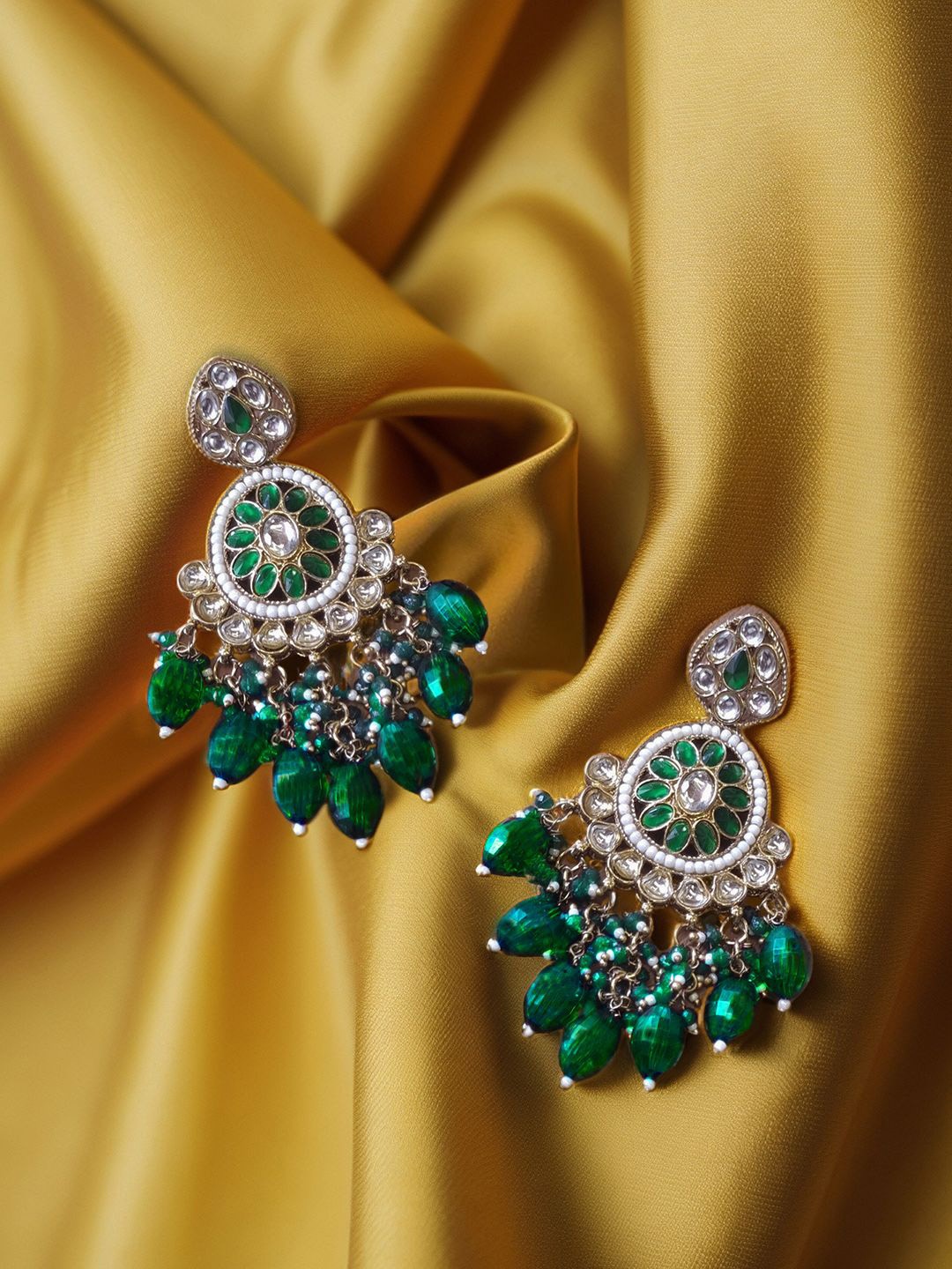 

Kalakrith Milano Leaf Shaped Drop Earrings, Green
