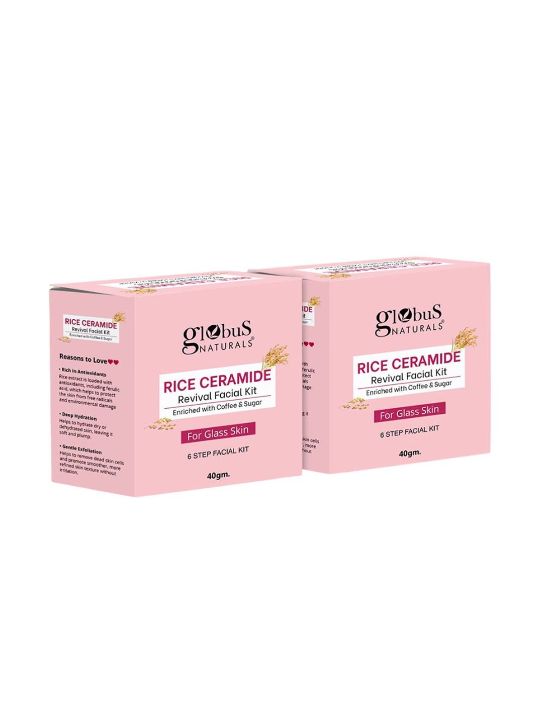 

Globus naturals Set Of 2 Rice Ceramide 6 Step Facial Kit - 40 g Each, Pink