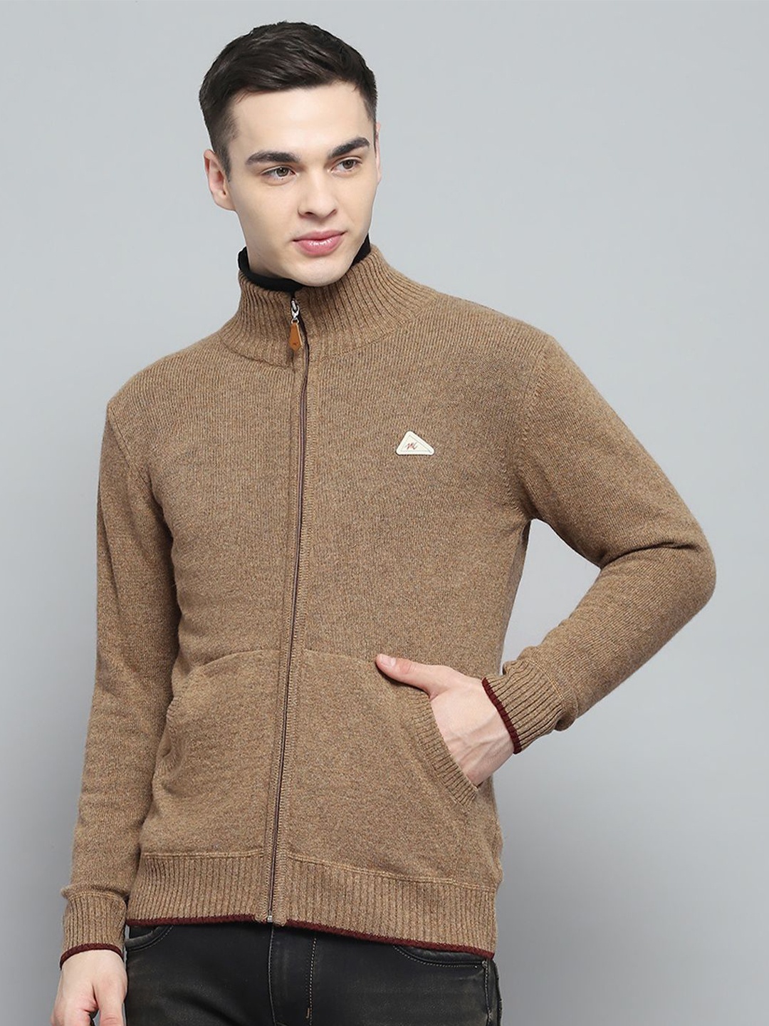 

Monte Carlo Men Long Sleeves Woollen Cardigan, Brown