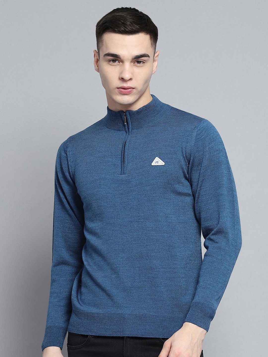 

Monte Carlo Men Woollen Mock Collar Pullover, Blue