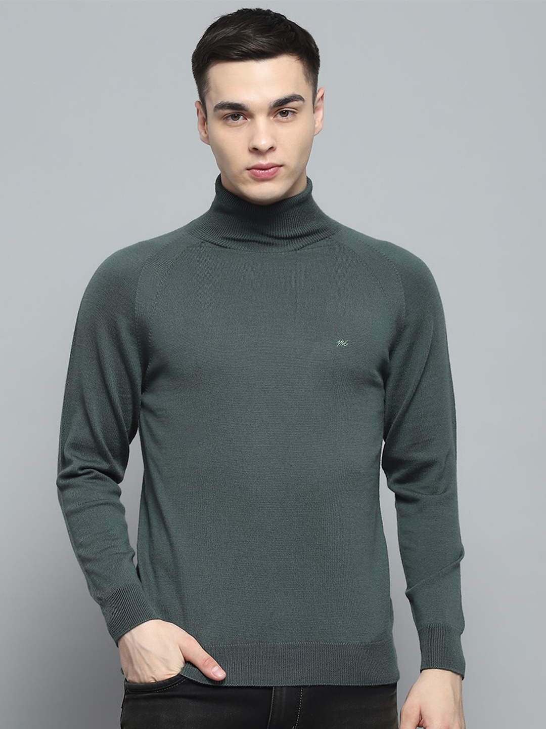 

Monte Carlo Men Long Sleeves Woollen Pullover, Grey