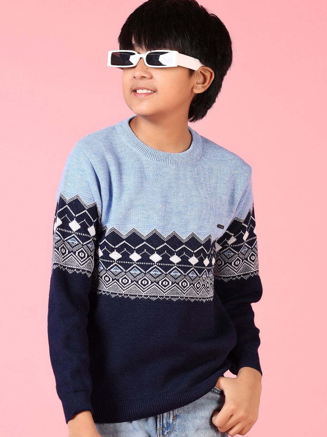 

V-Mart Boys Cotton Printed Pullover, Navy blue