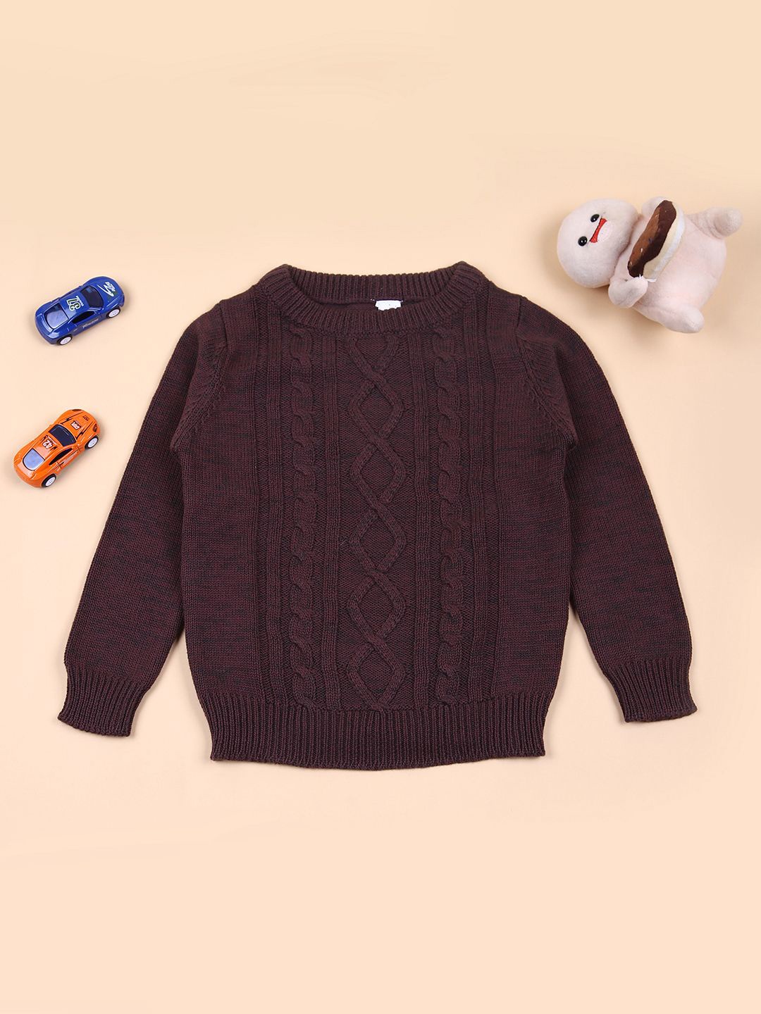 

V-Mart Boys Cable Knit Round Neck Pullover, Maroon
