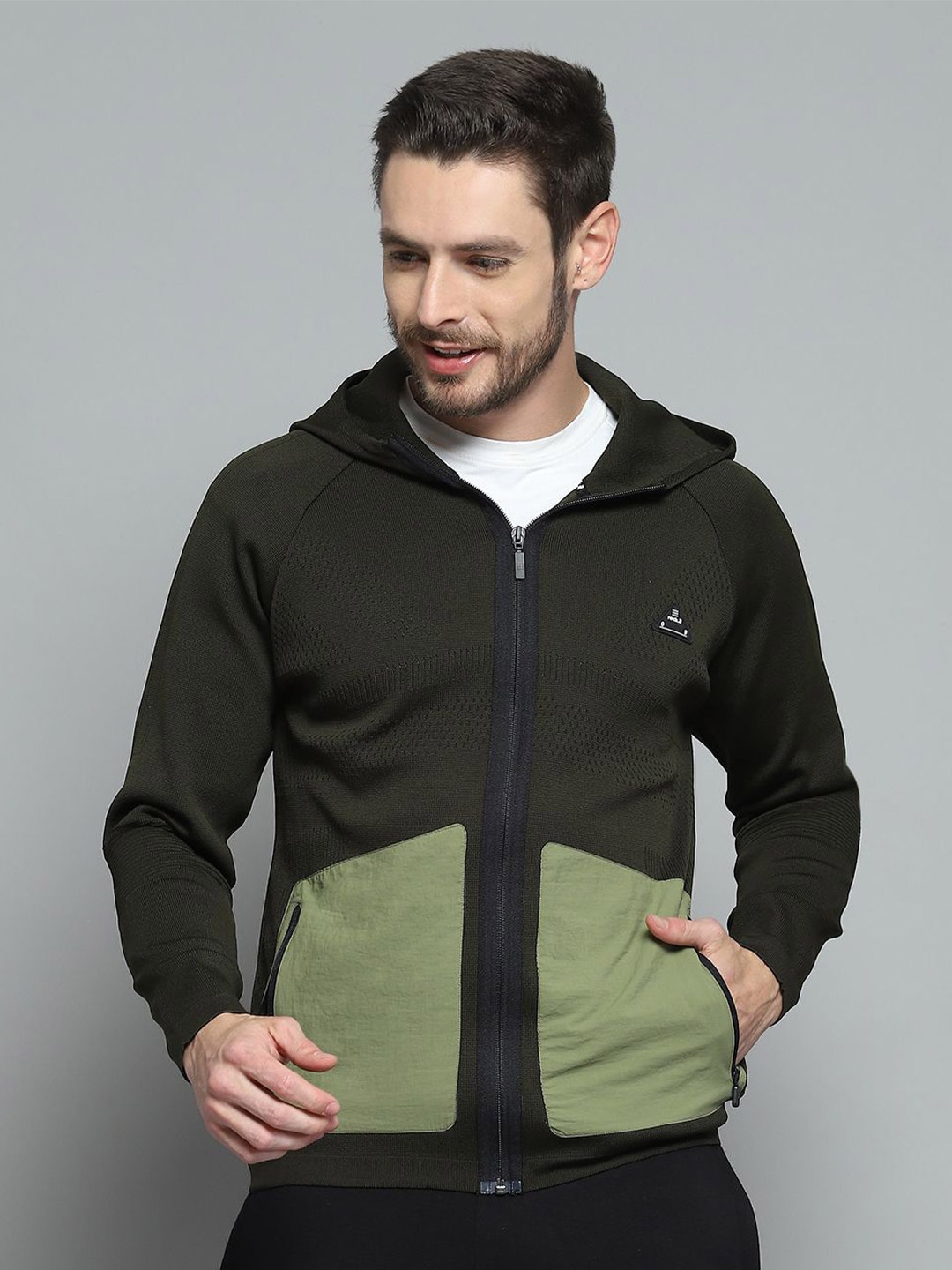 

rock.it Men Self Design Hooded Full Sleeves Sweatshirt, Olive