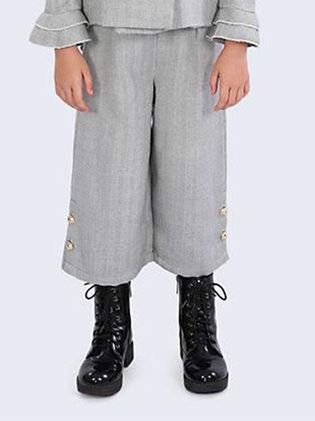 

One Friday Girls Solid Flared Culottes, Grey
