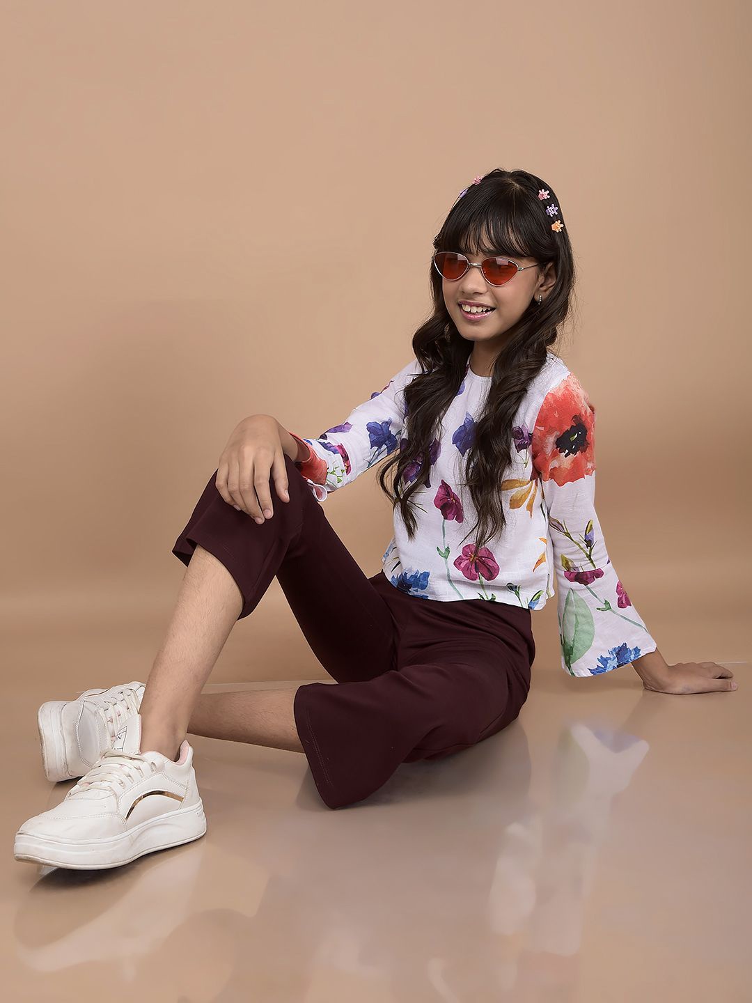 

Crimsoune Club Girls Floral Printed Crop Top, Multi