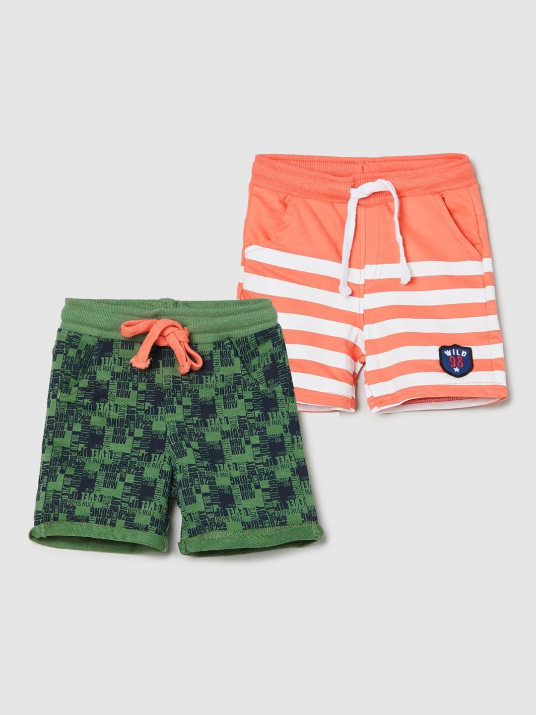 

max Boys Pack Of 2 Printed Shorts, Green