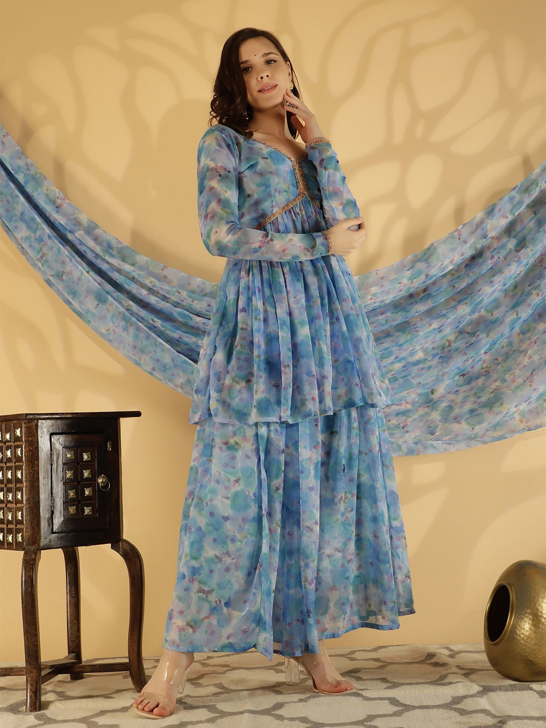 

NUEVOSDAMAS Georgette Dress, Blue