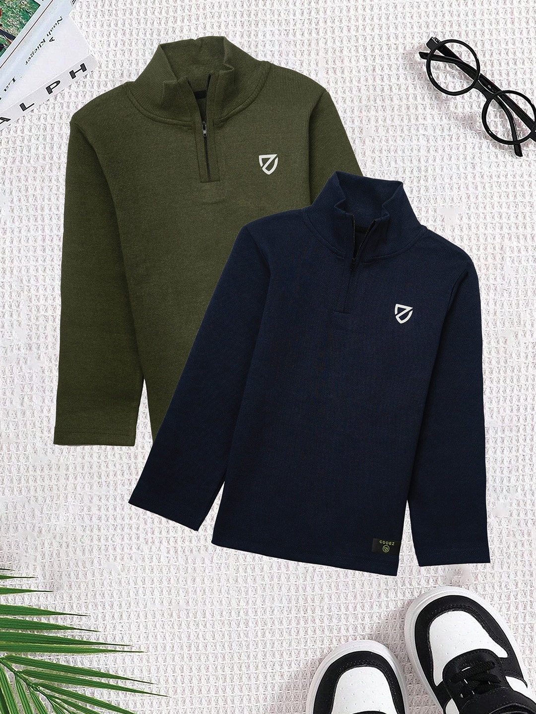 

BAESD Boys Pack Of 2 High Neck Sweatshirt, Navy blue