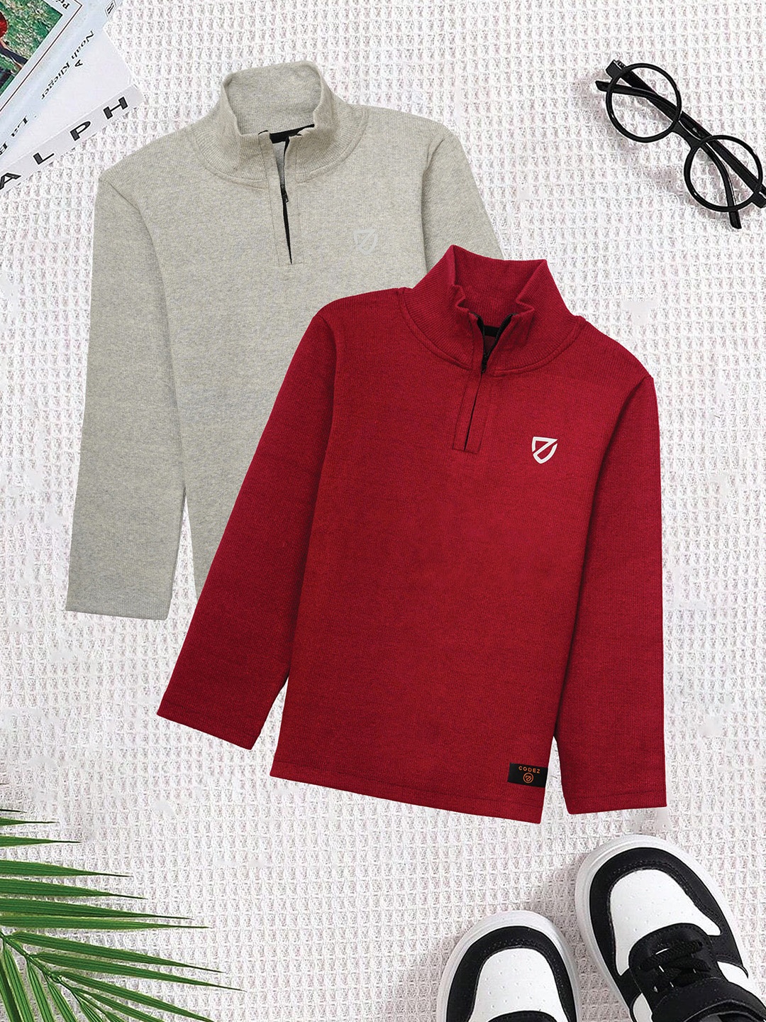 

BAESD Boys Pack Of 2 High Neck Sweatshirt, Red