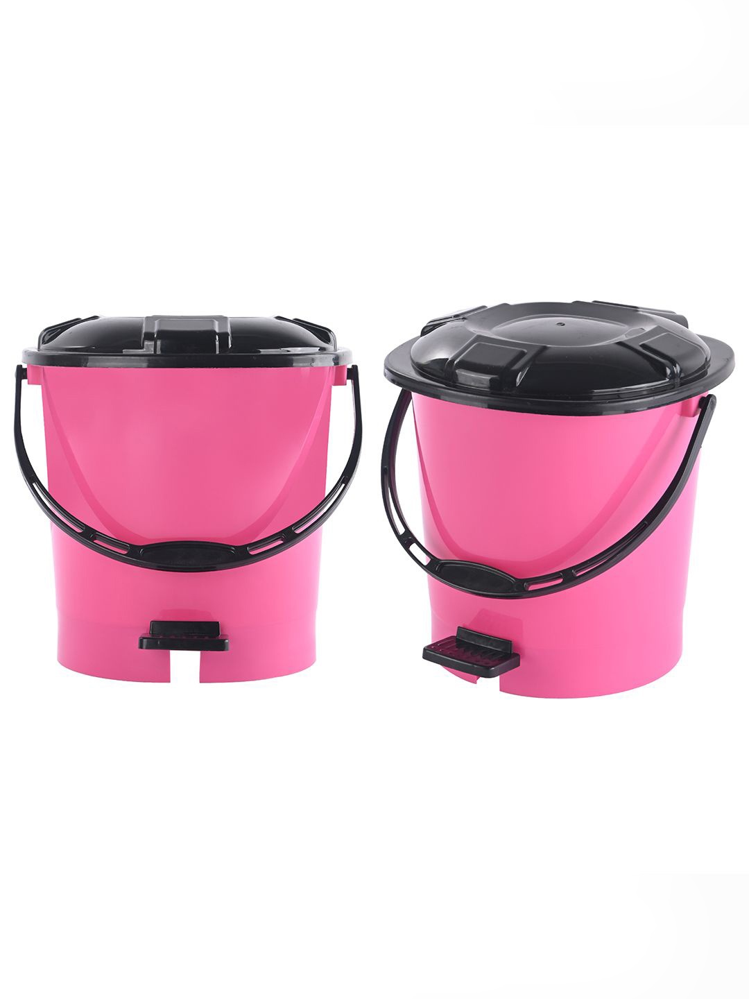 

Kuber Industries 2-Pcs Pink & Black Pedal Dustbin - 7Ltrs